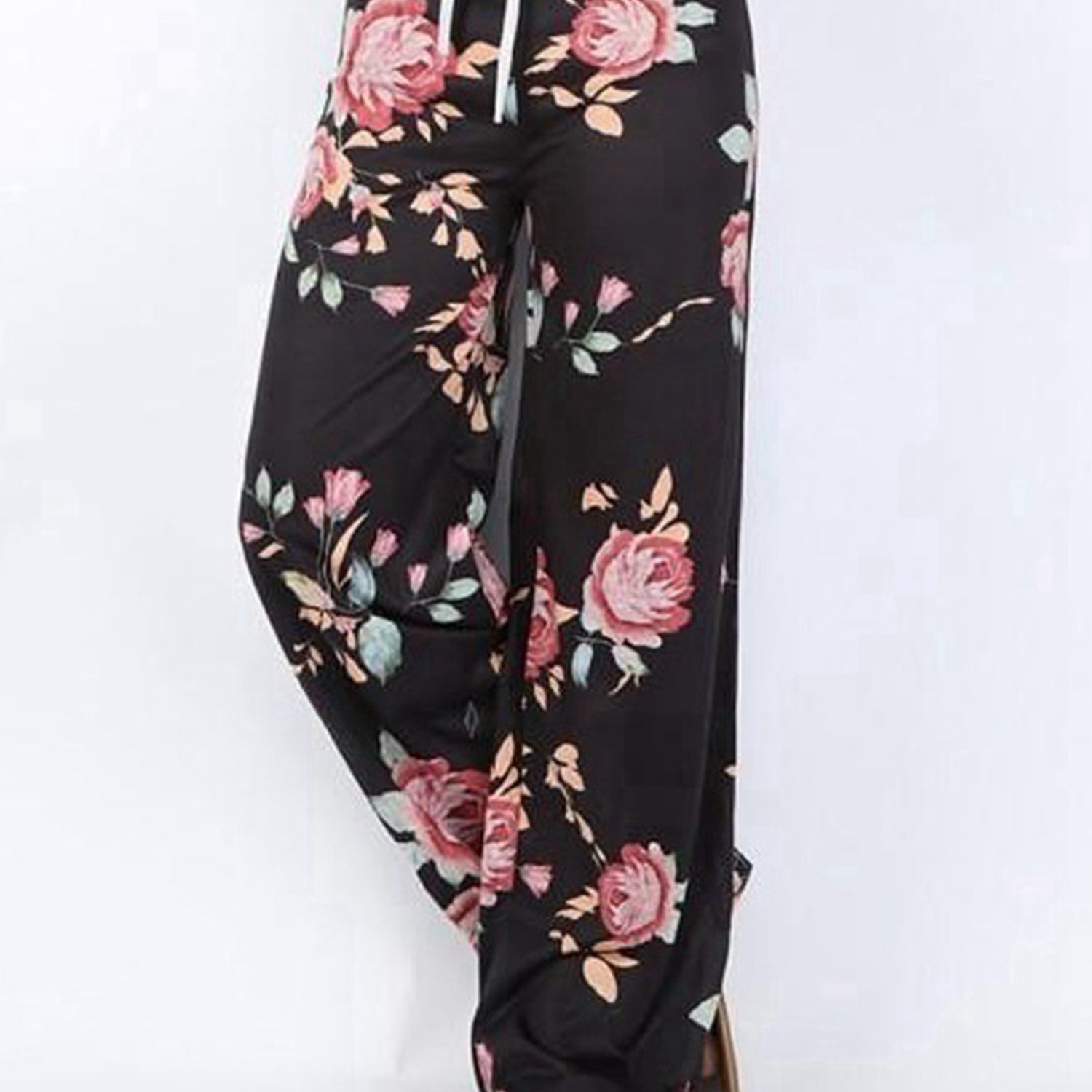 Plus Size Colorful Floral Casual Pants High Floral - Temu