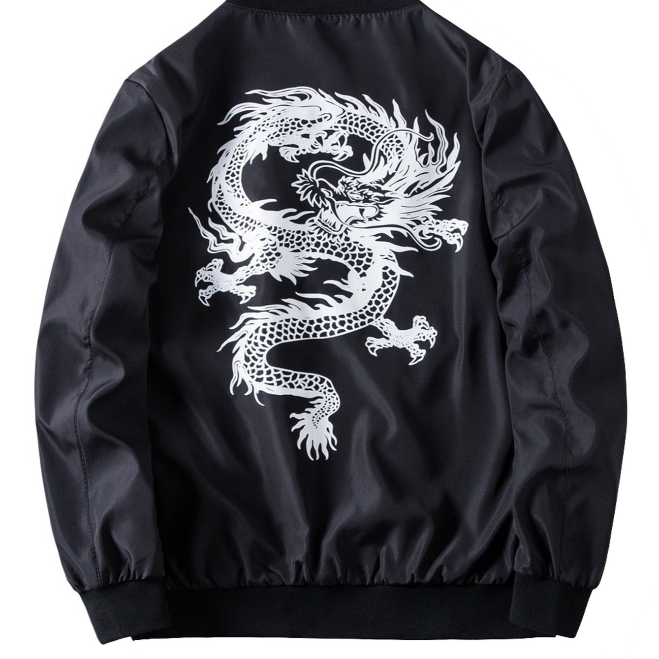 Men's New Baseball Collar Casual Dragon Printed Jacket | Shop Now For ...