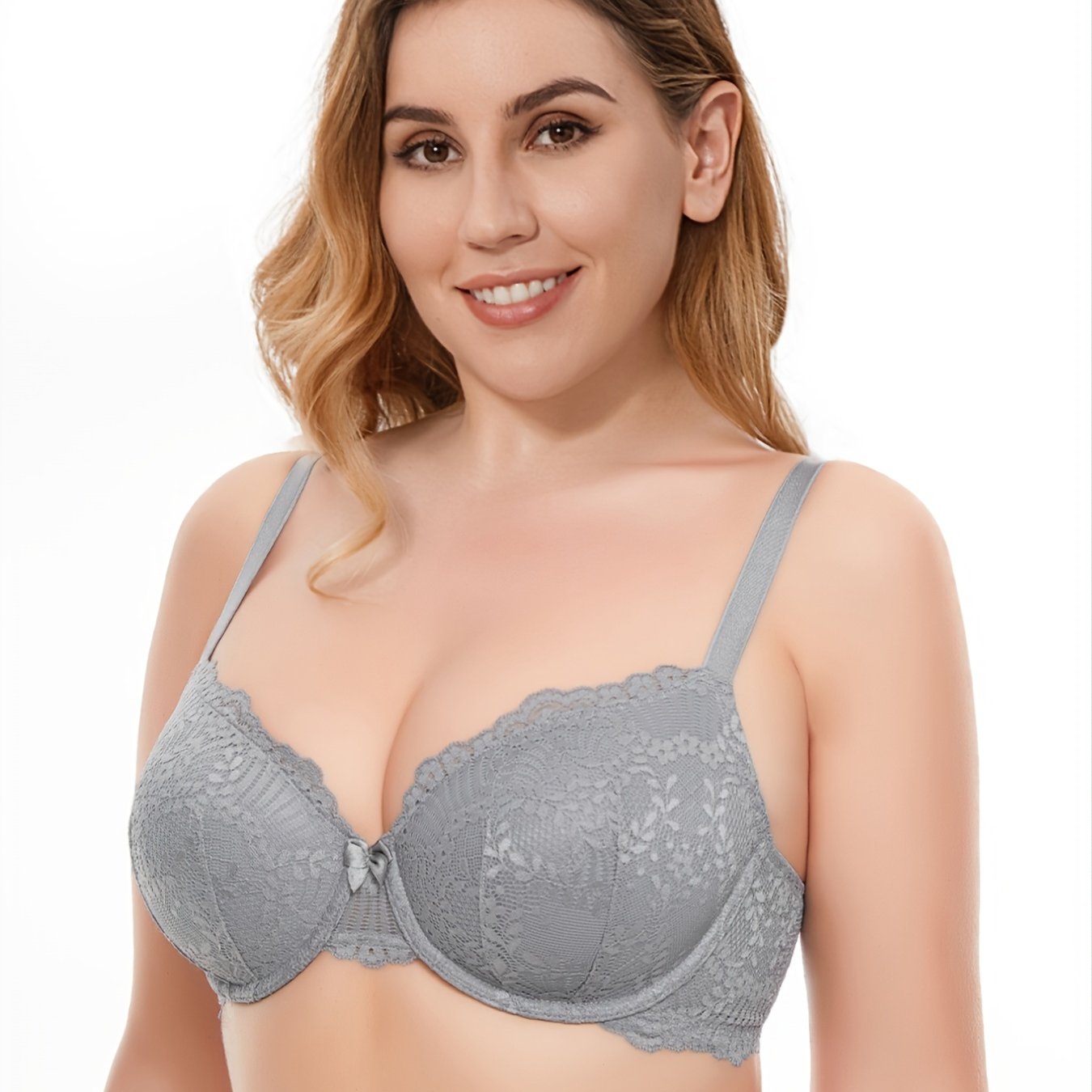 Women Lingerie Bras for Push Up Lace Floral Bra Supper Padded Bra Top  Underwired Underwear Plus Size (Color : C15Grey, Cup Size : 90C)