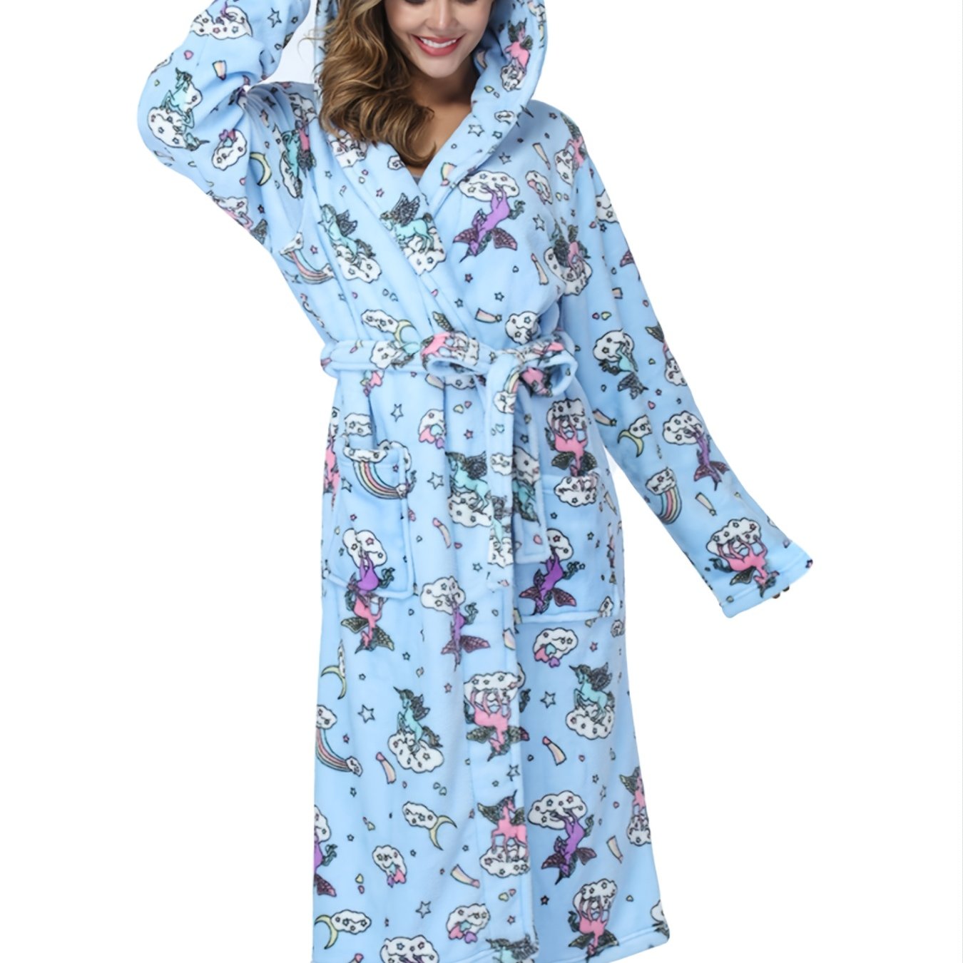 JUCHENG Robe de Nuit Femmes Confortable brossé en Peluche