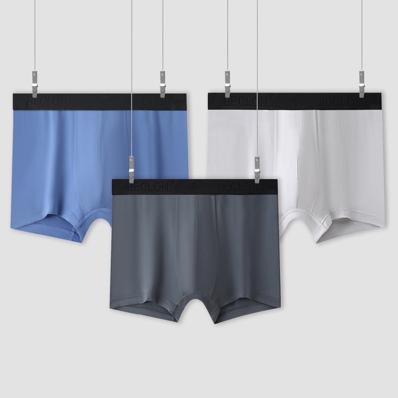 3pcs Mens Solid Modal Boxer Briefs Underwear