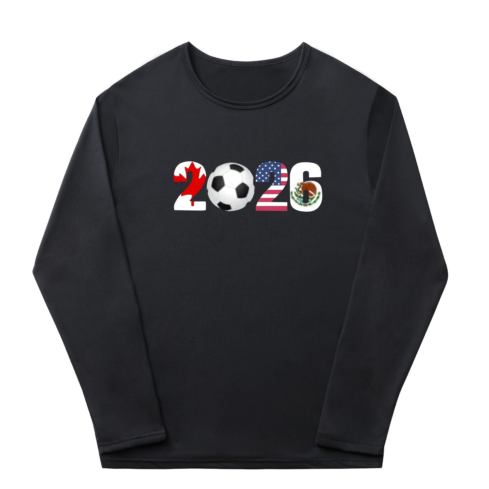 Men s Creative 2026 Letter Print Long Sleeve Crew Neck Graphic T 