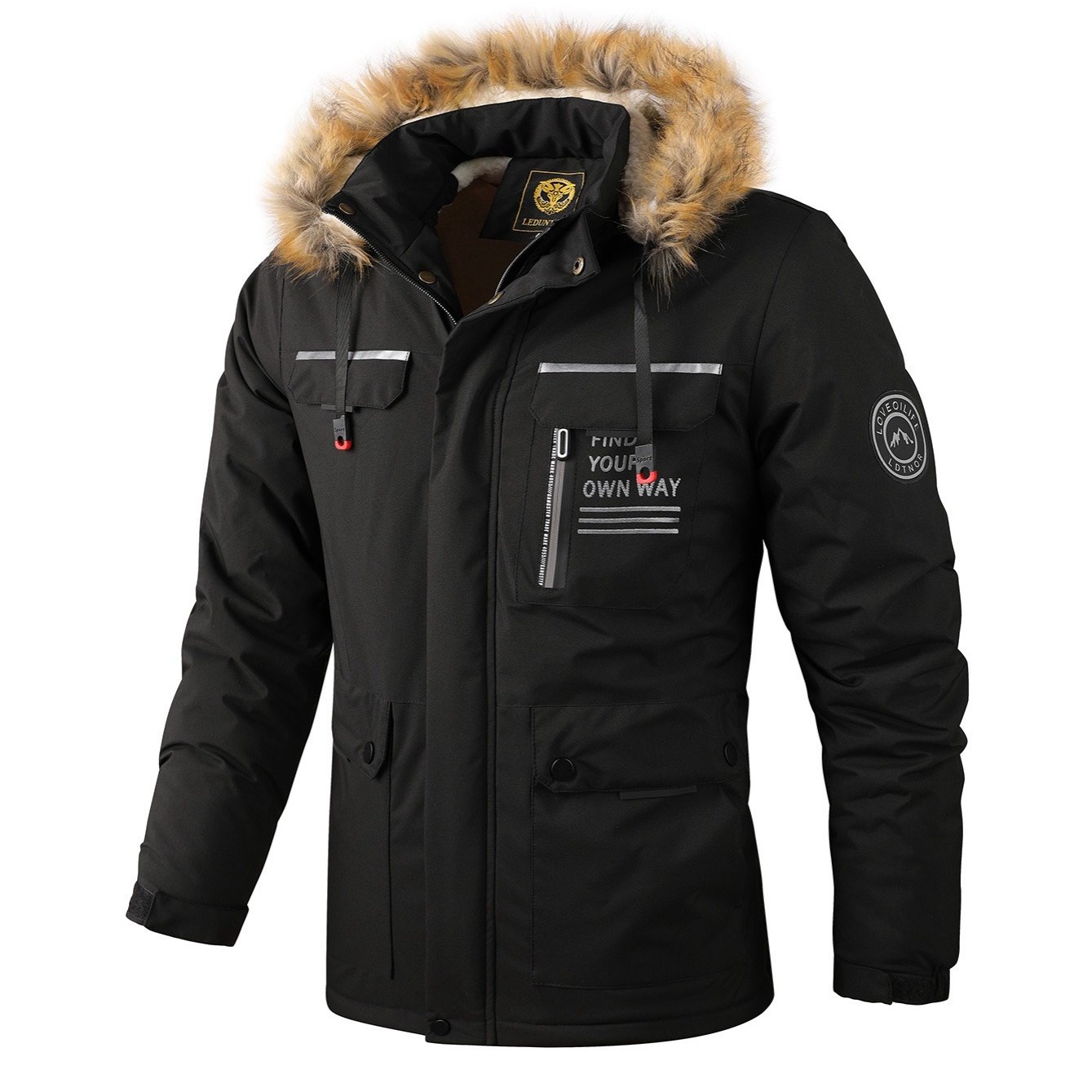 Men's Fashion Winter Warm Fleece Collar Jacket Windbreaker - Temu
