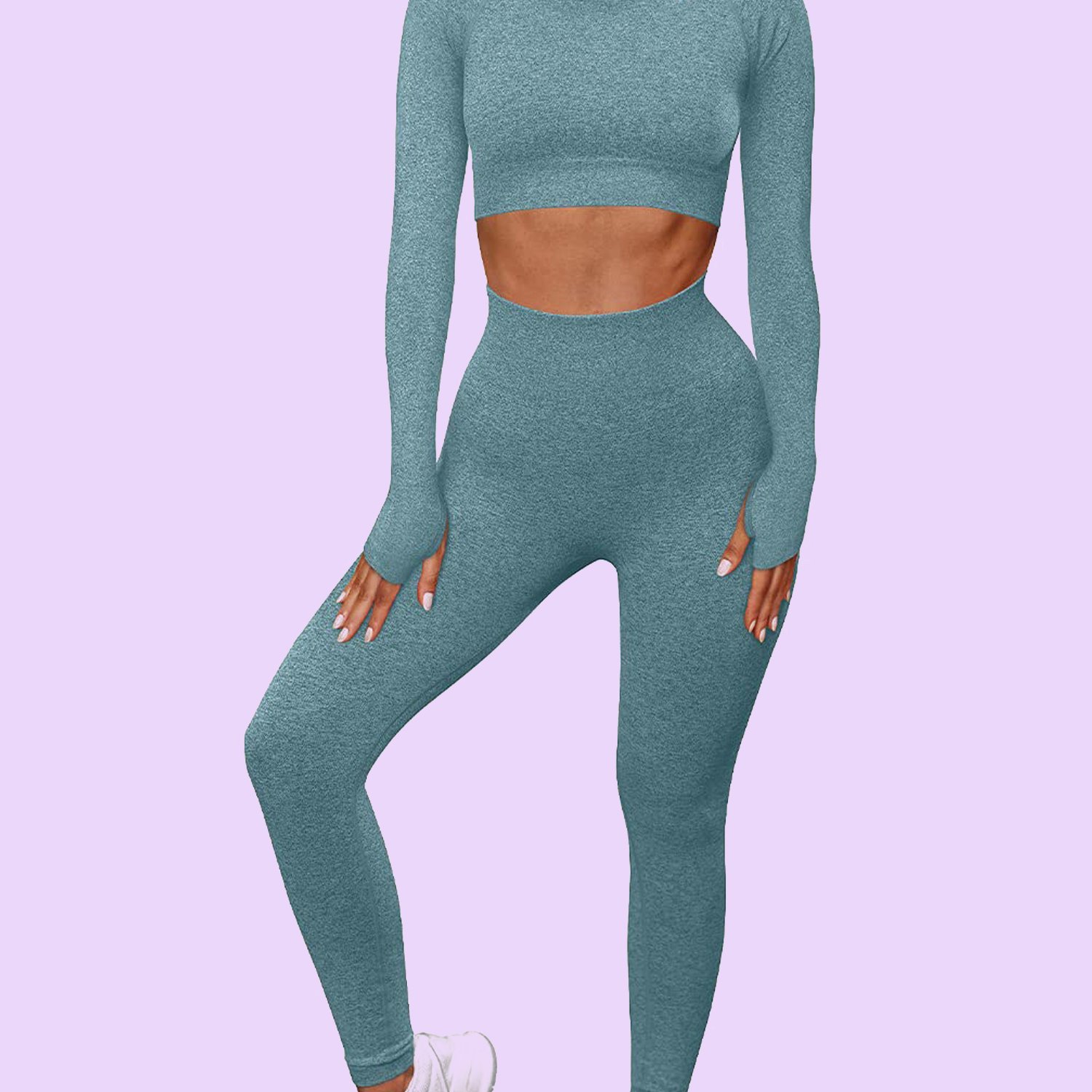 VERTVIE Womens Seamless Rib Mooslover Seamless Yoga Set Fitness Leggings  And Crop Shirt With Long Sleeves For Gym, Active Wear, And Tracksuit From  Ae0c, $16.6