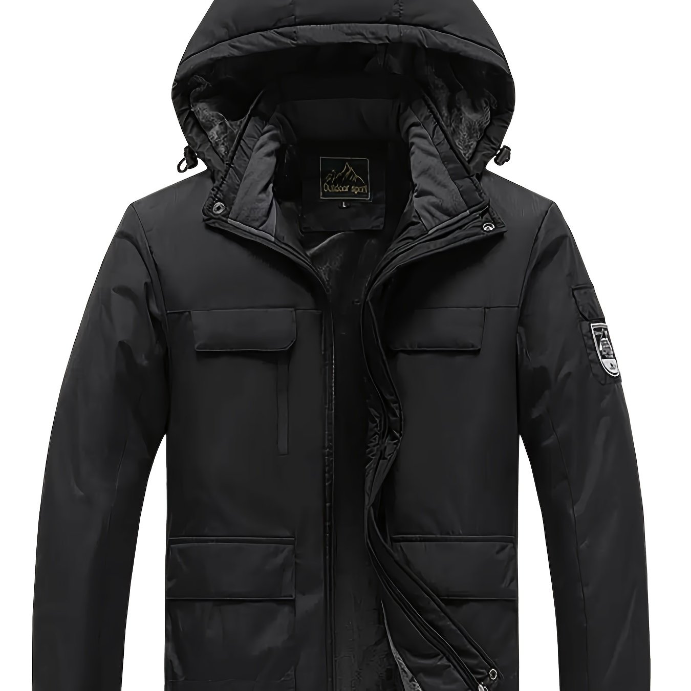 Men's Waterproof Sports Jacket Winter Outdoor Warm Fleece Hooded Jacket ...