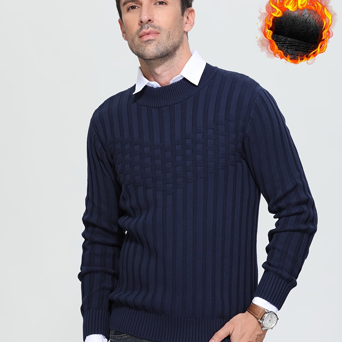 Suéter Grueso Térmico Invierno Cuello En V Hombre (camisa No - Temu