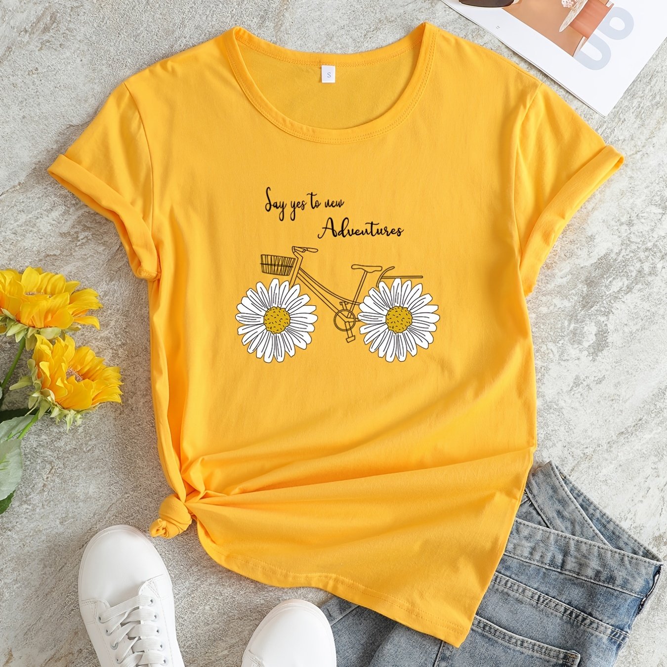 HAPIMO Savings Womens Summer Tops Crewneck Tee Shirt Teen Grils Fashion  Clothes Letter Print Short Sleeve Casual Comfy Pullover Tops Shirts for  Women Yellow L 