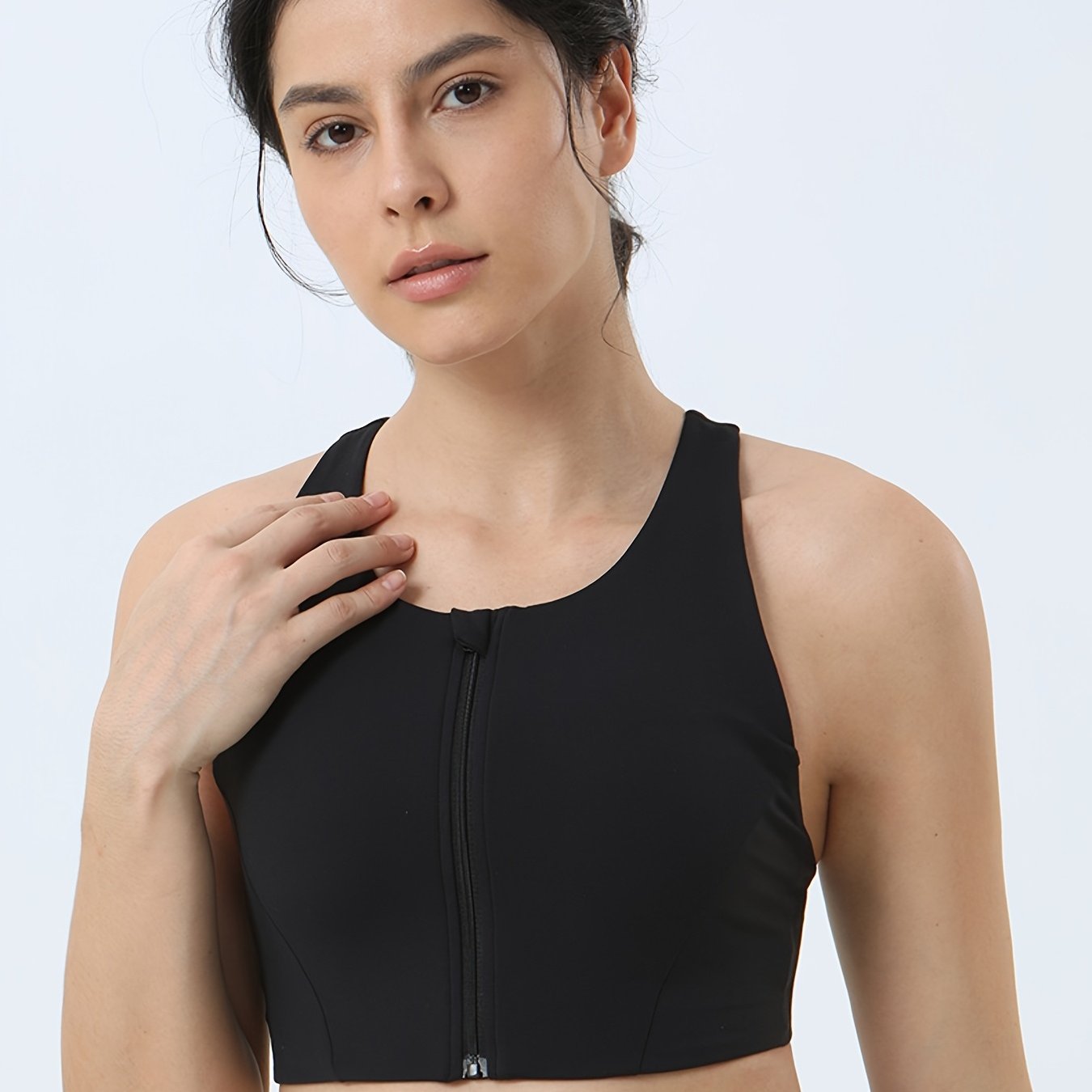 Adjustable Straps Compression Sports Bra Black Stretchy Yoga - Temu