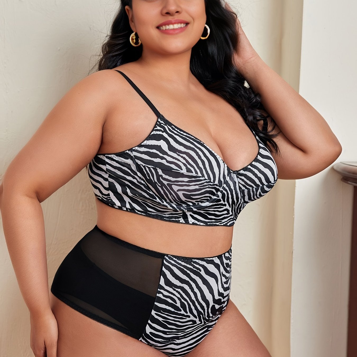 67% OFF on Desiharem Sexy Zebra Print Bra And Panty Set on