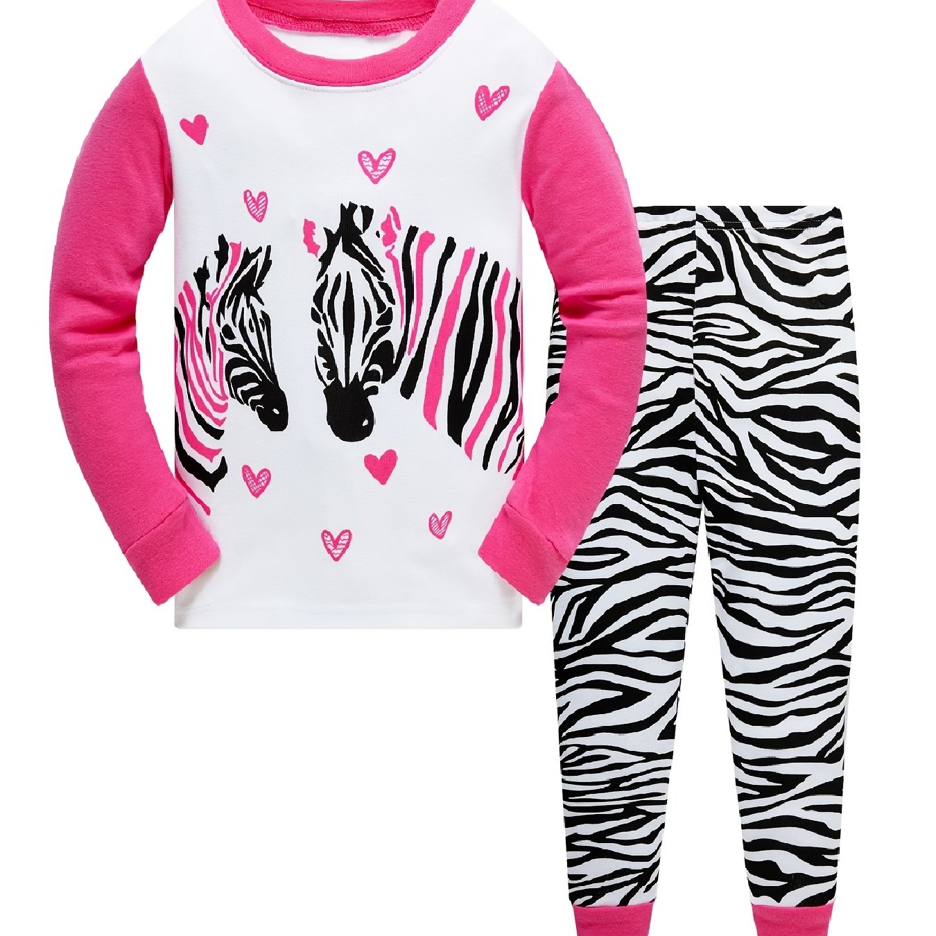 Girls Lounge Wear Homewear Kids Zebra Pattern Long Sleeve - Temu Australia