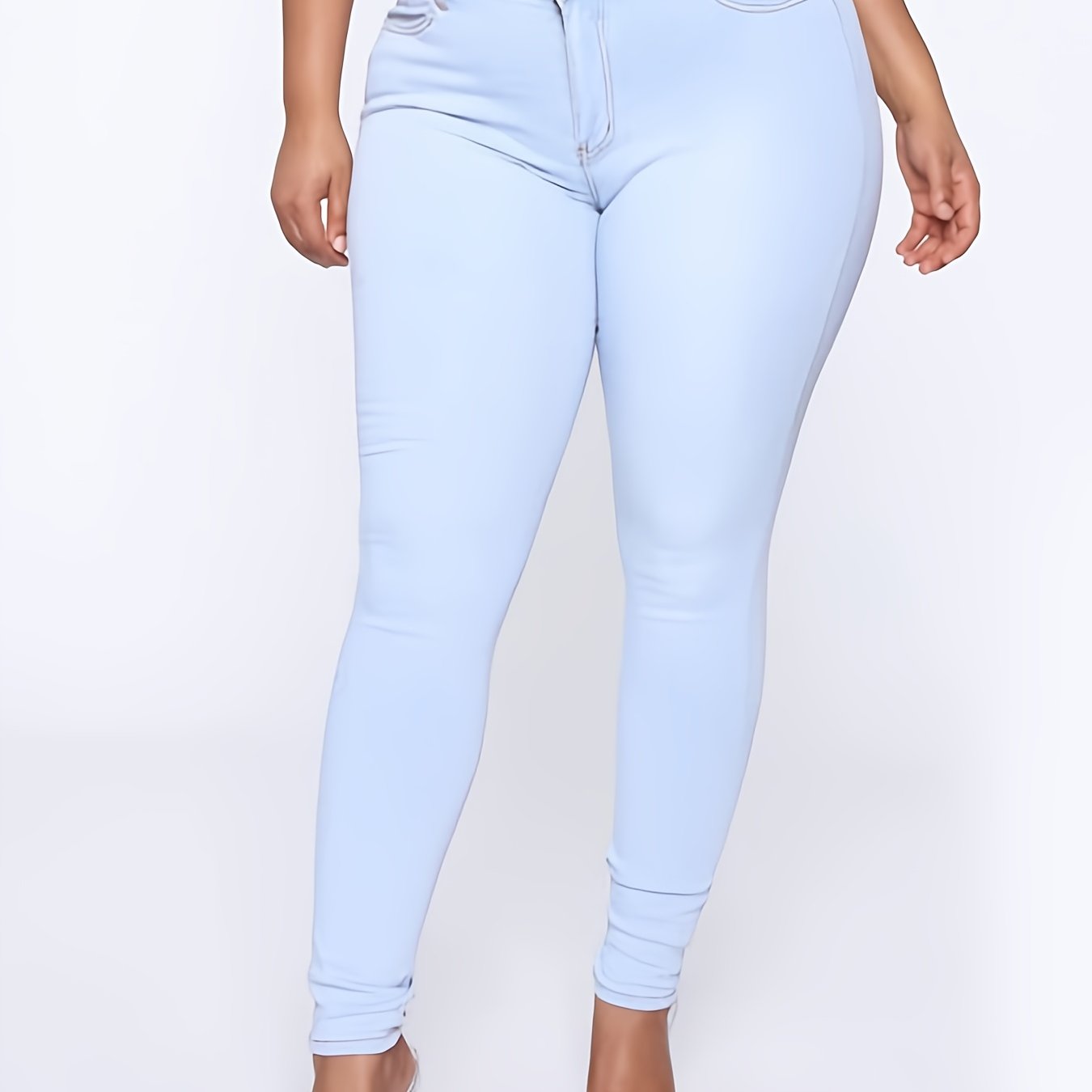 Jeans Ajustados Botones Tiro Alto Talla Pantalones - Temu