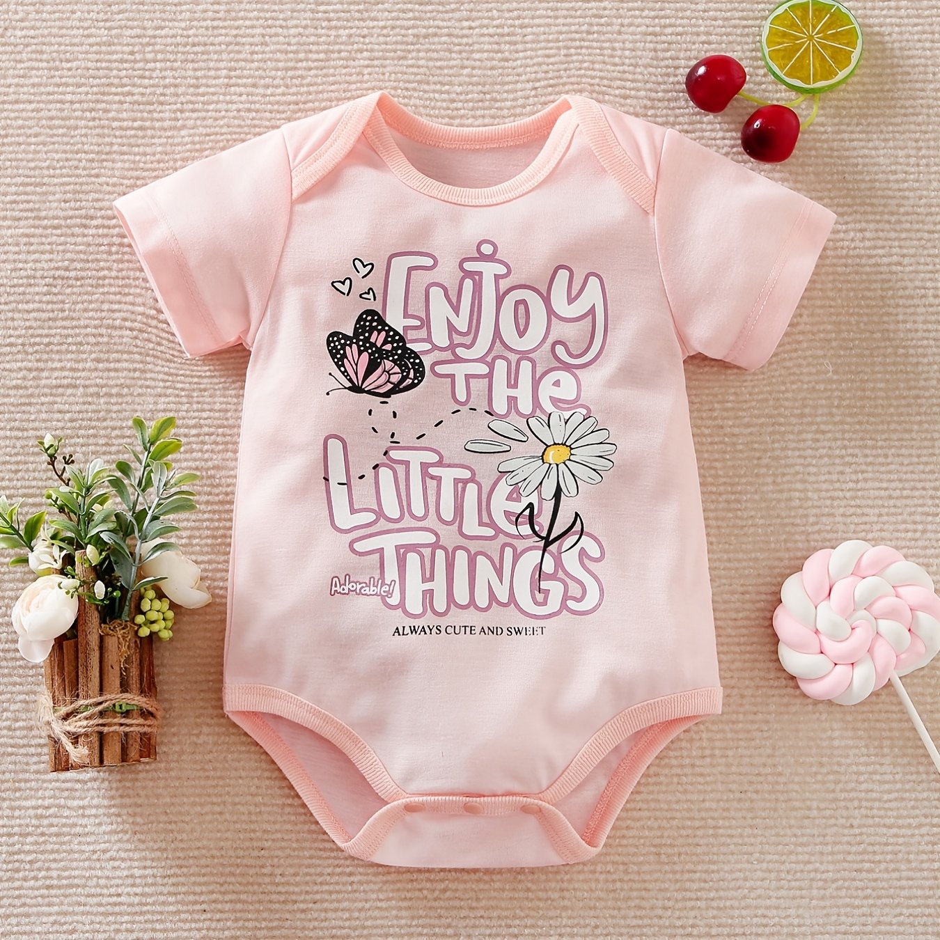 Toddler Baby Girls Letter Print Short Sleeve Bodysuit Casual - Temu