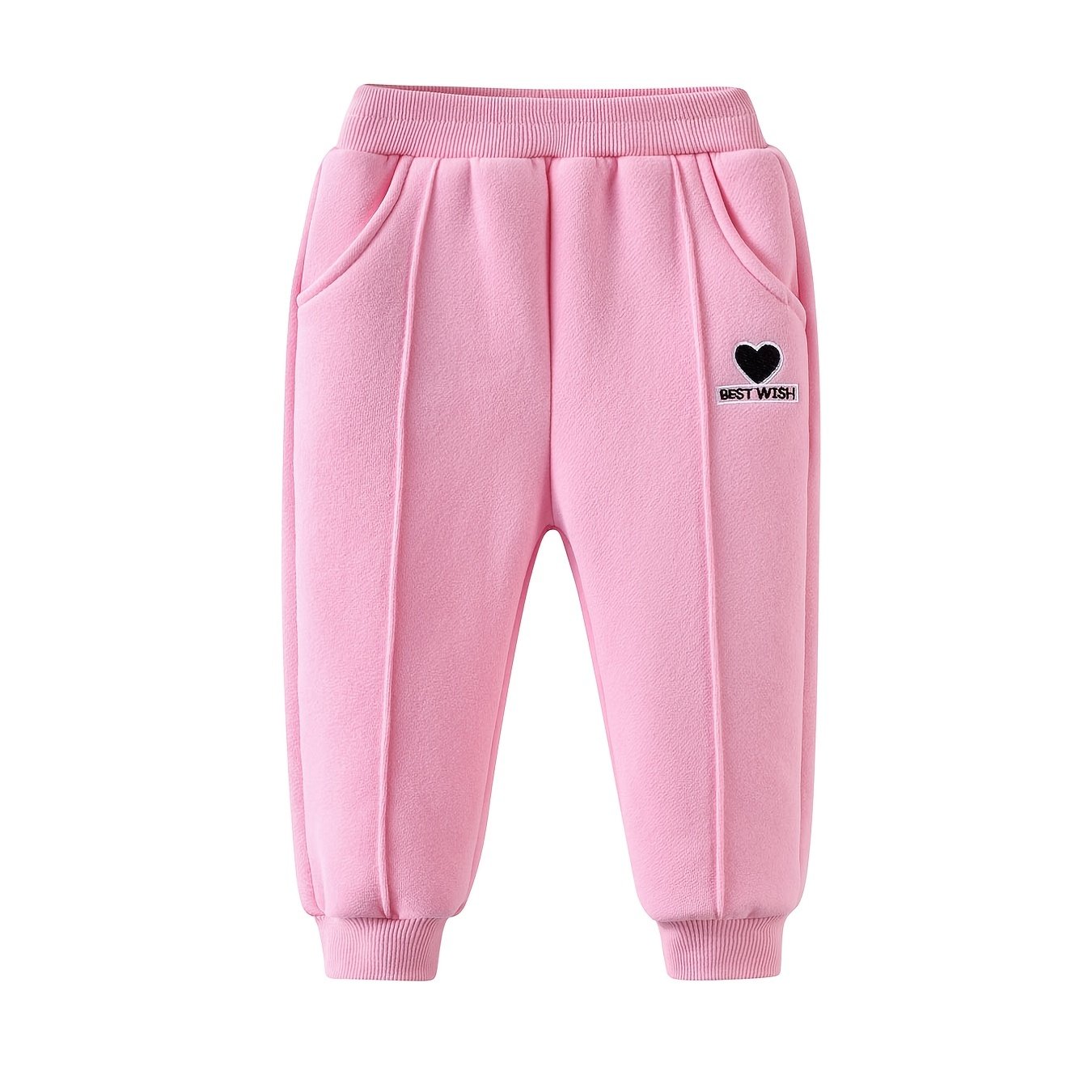 Girls Pink Heart Embroidered Joggers Pants Kids Clothes | Shop Now For ...