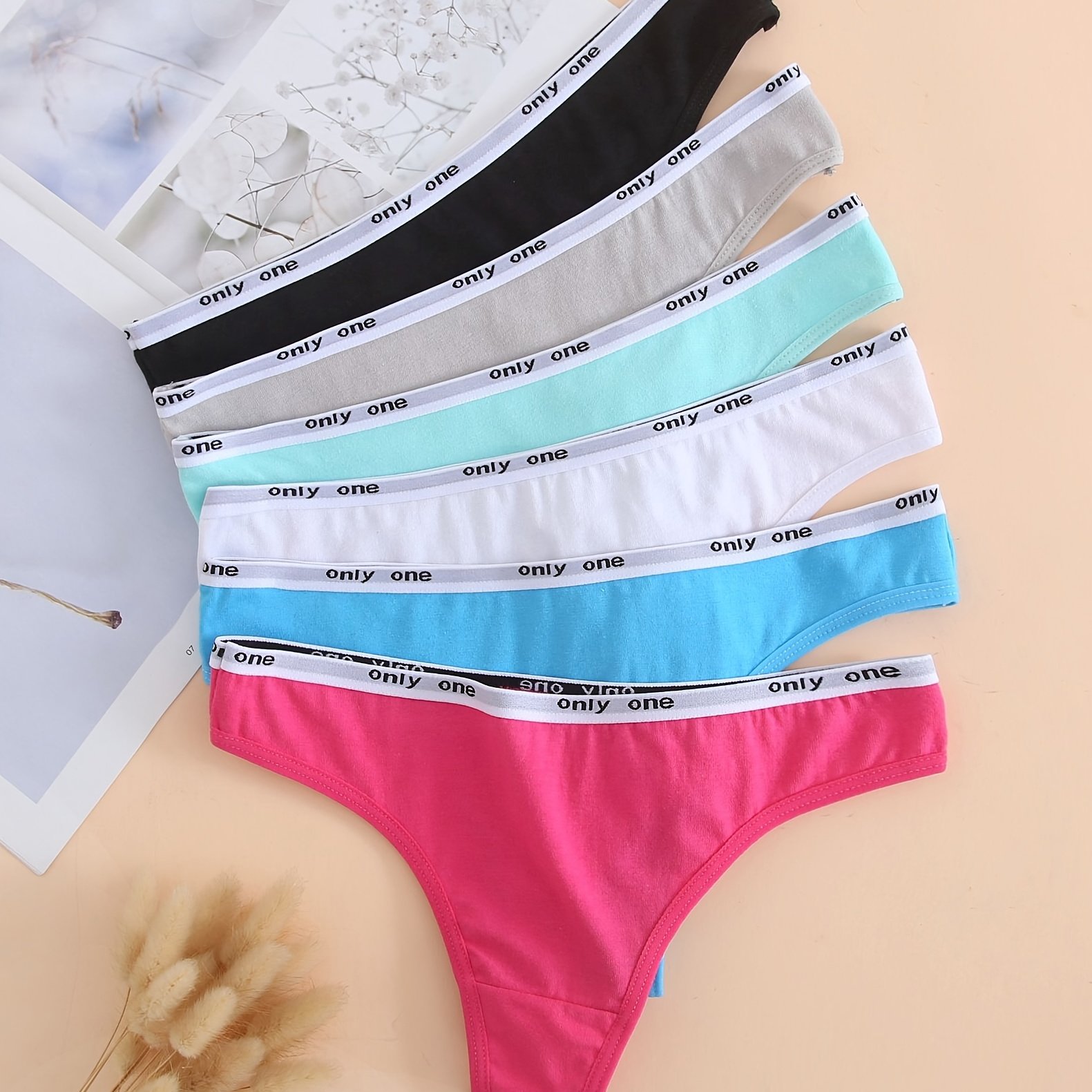 Women Sexy Panties Screw Thread Cotton Thongs Female Letter - Temu
