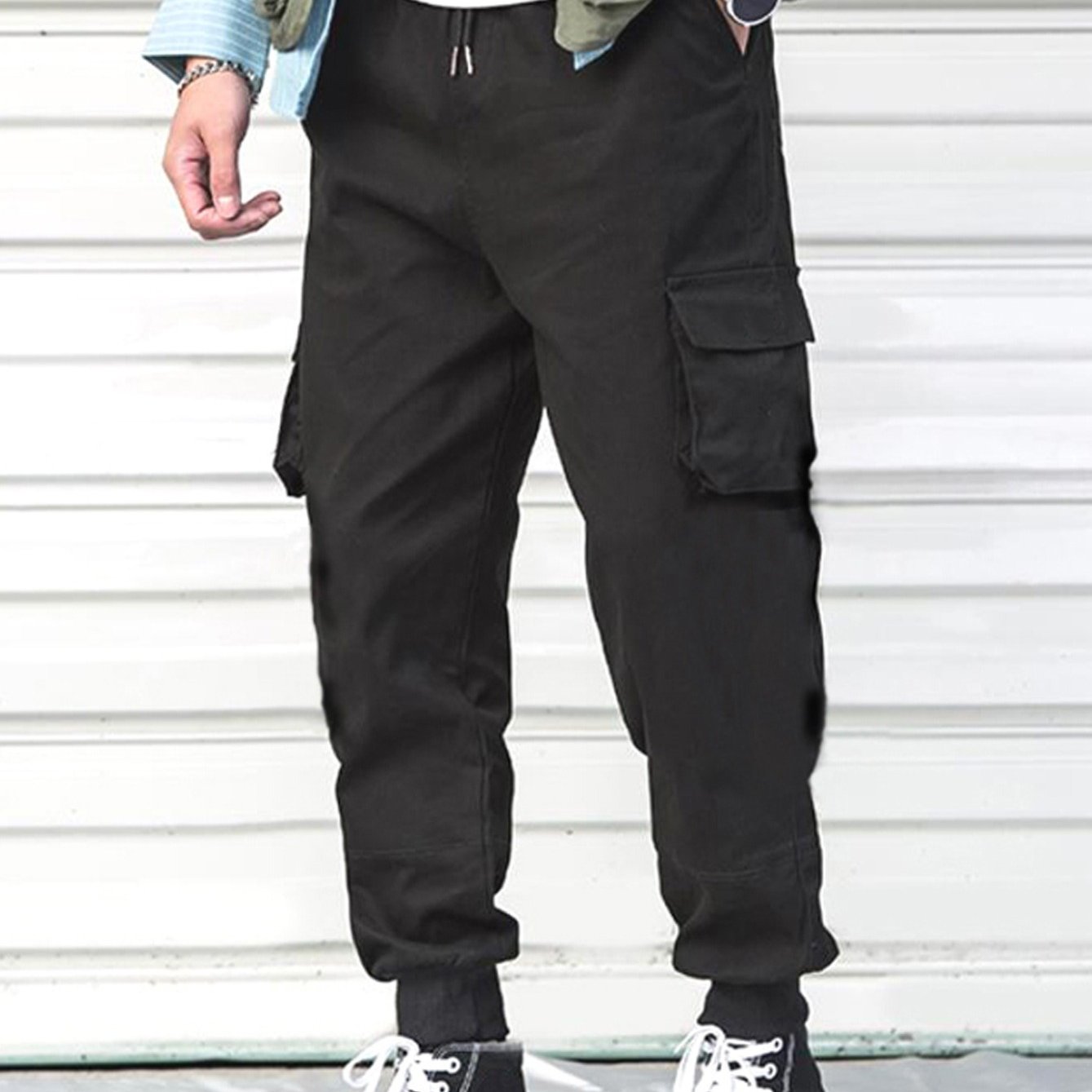 Men's Casual Black Design Cargo Pants - Temu