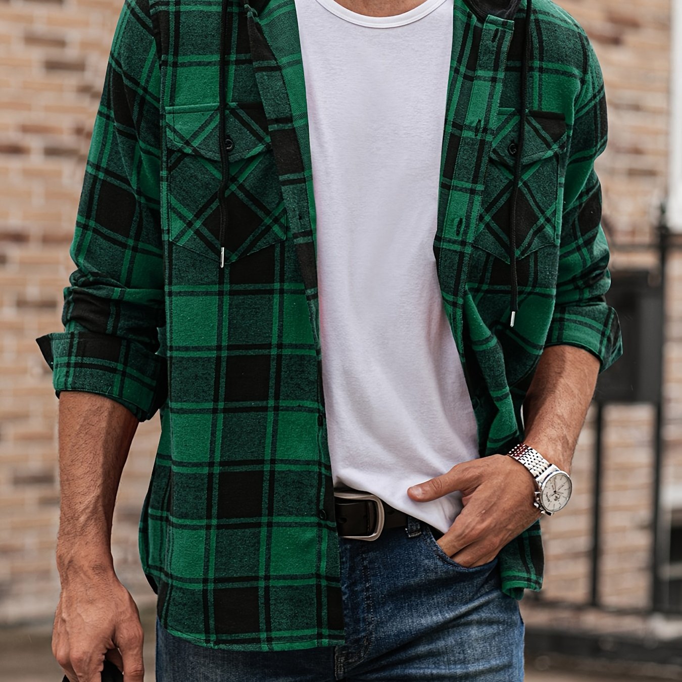 Thin Material Men's Plaid Hooded Long Sleeve Shirt Christmas - Temu