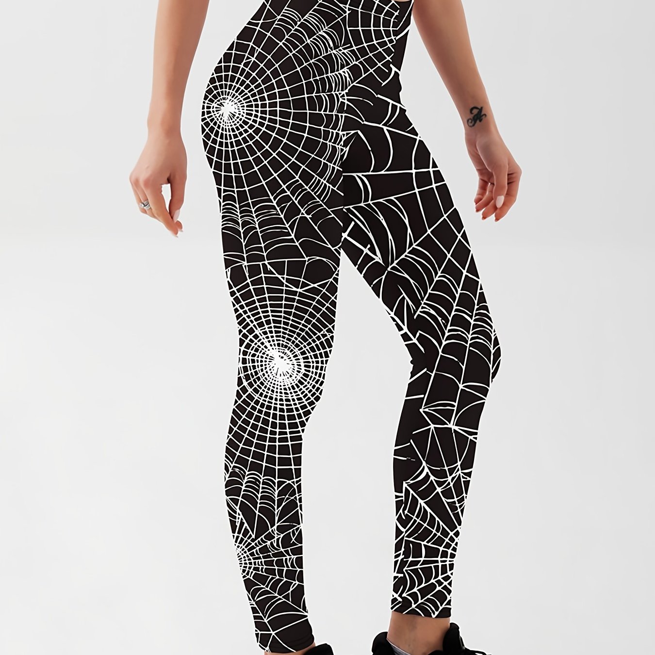 Women's Activewear: Fashion Spider Web Print Yoga Leggings - Temu