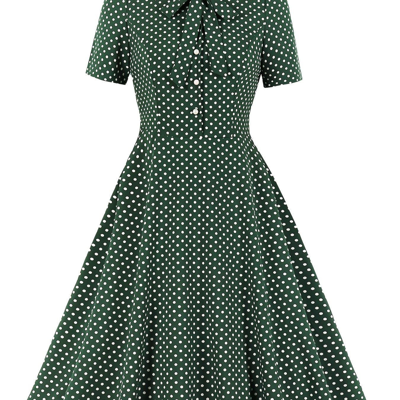 Women's Vintage Polka Dot Retro Rockabilly Prom Dress Double Breasted A ...