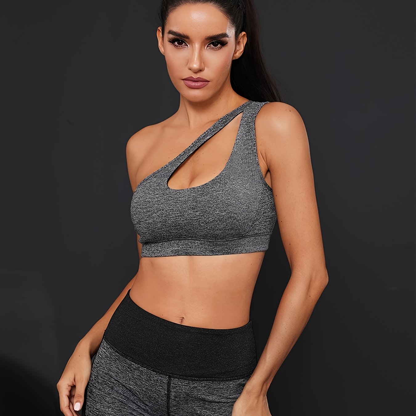 One Shoulder Seamless Yoga Sports Bra Quick Drying - Temu Canada