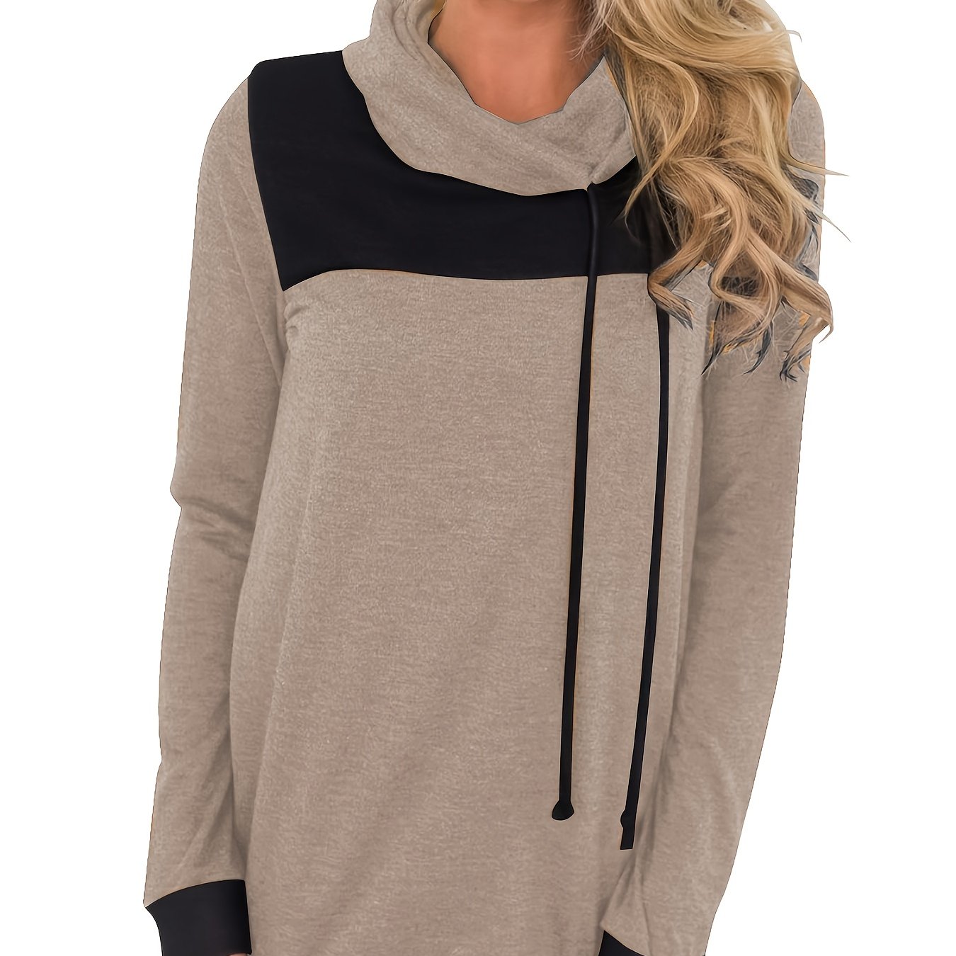 Women's Cowl Neck Hoodie Sweatshirt with Thumb Holes - Oversized, Loose  Loungewear Cotton Hoodie