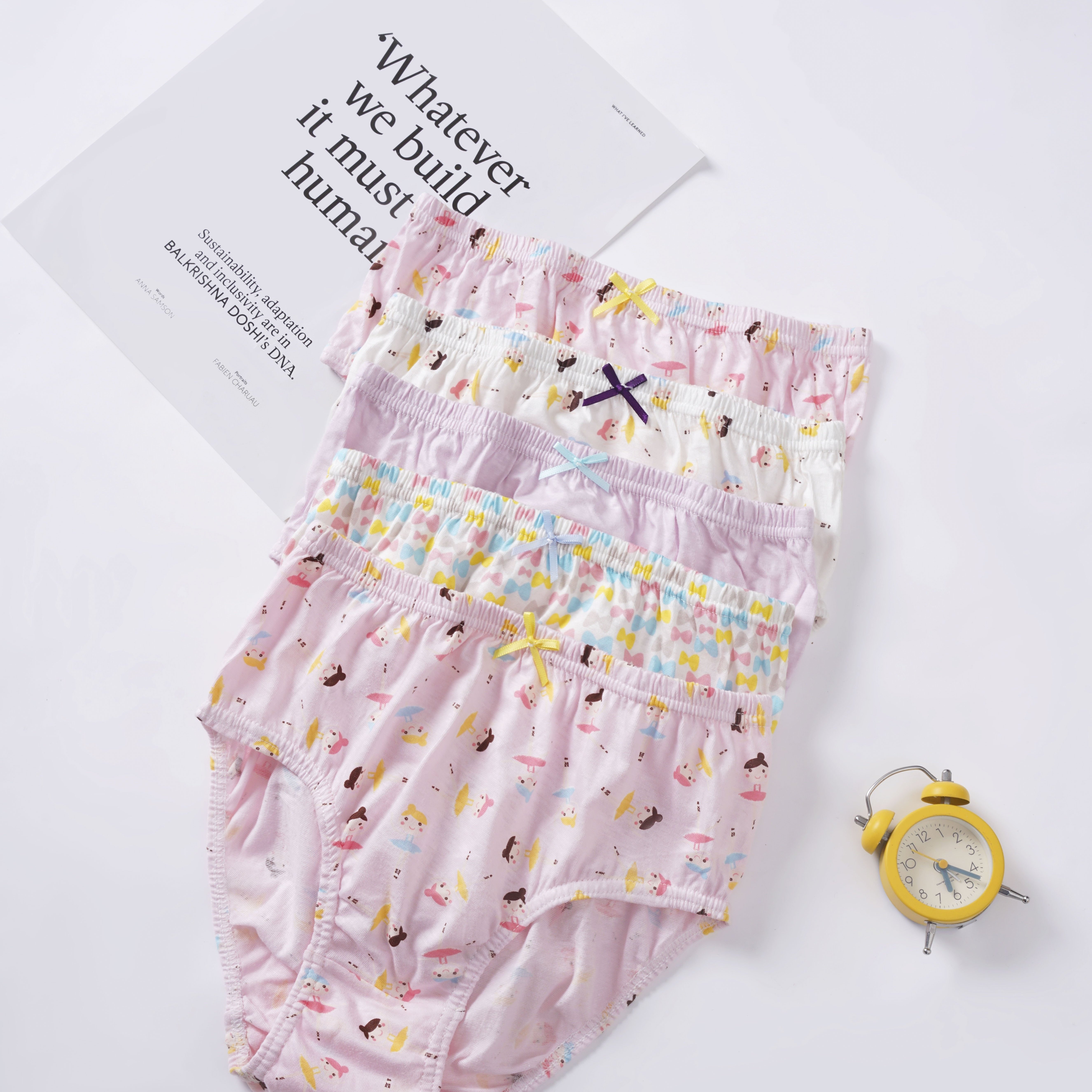 5pcs/set Girls Ballet Princess Graphic Shortie Brief Soft Cotton Breathable  Comfortable Underwear