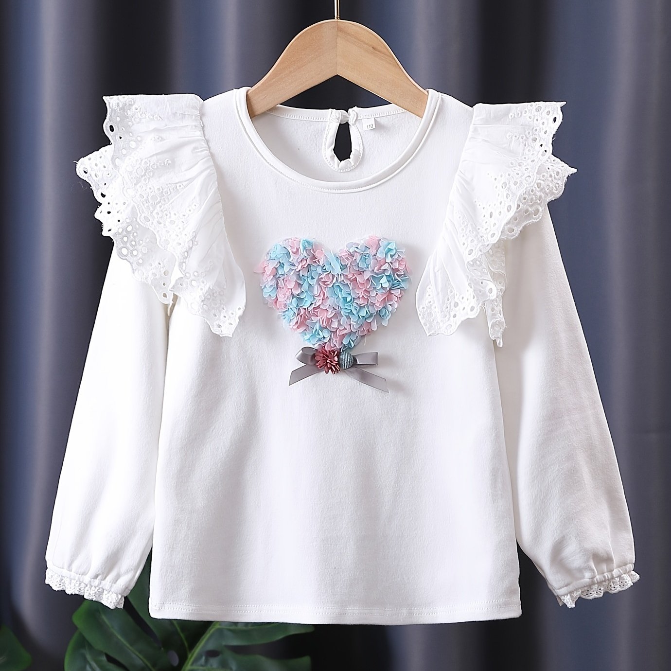 Image of Girls' Long Sleeve T-shirt Spring Thin Layer Top Little Girl Princess Versatile Top