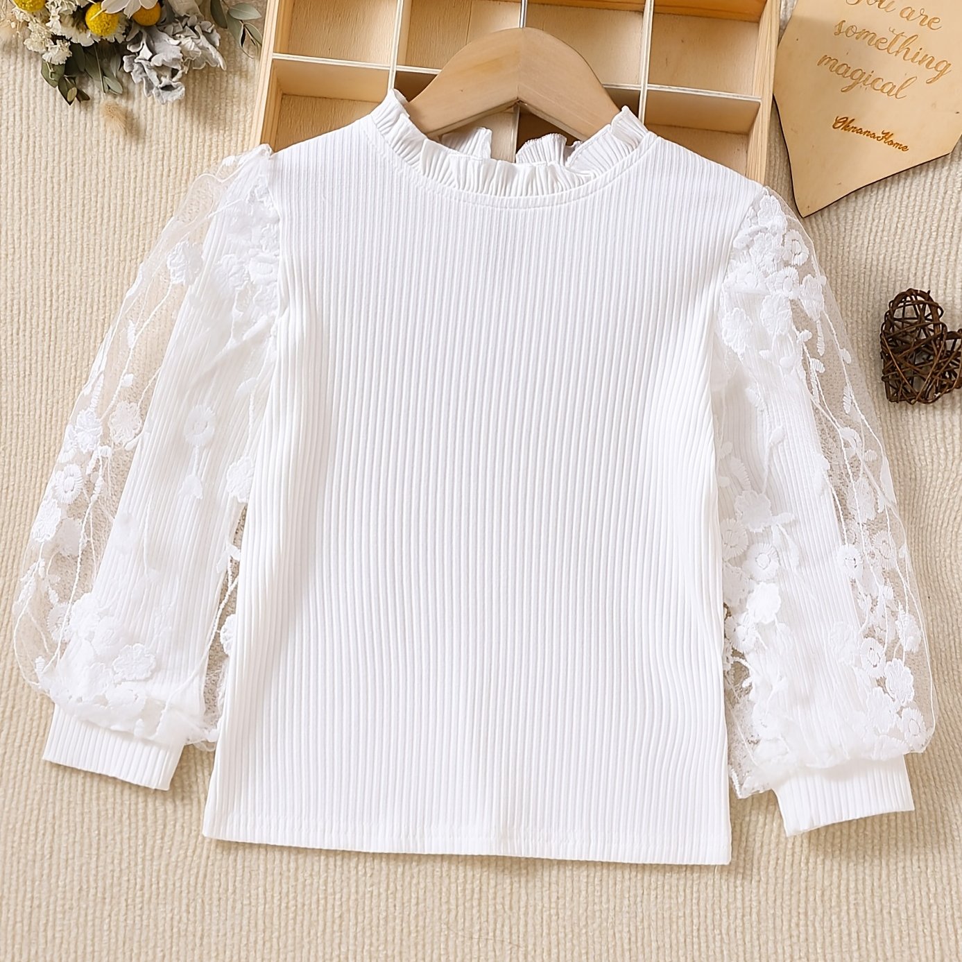 High-end Girls' Long Sleeve T-shirt Spring Autumn Knit Top Mid-size Children Outerwear Base Layer Thin Style