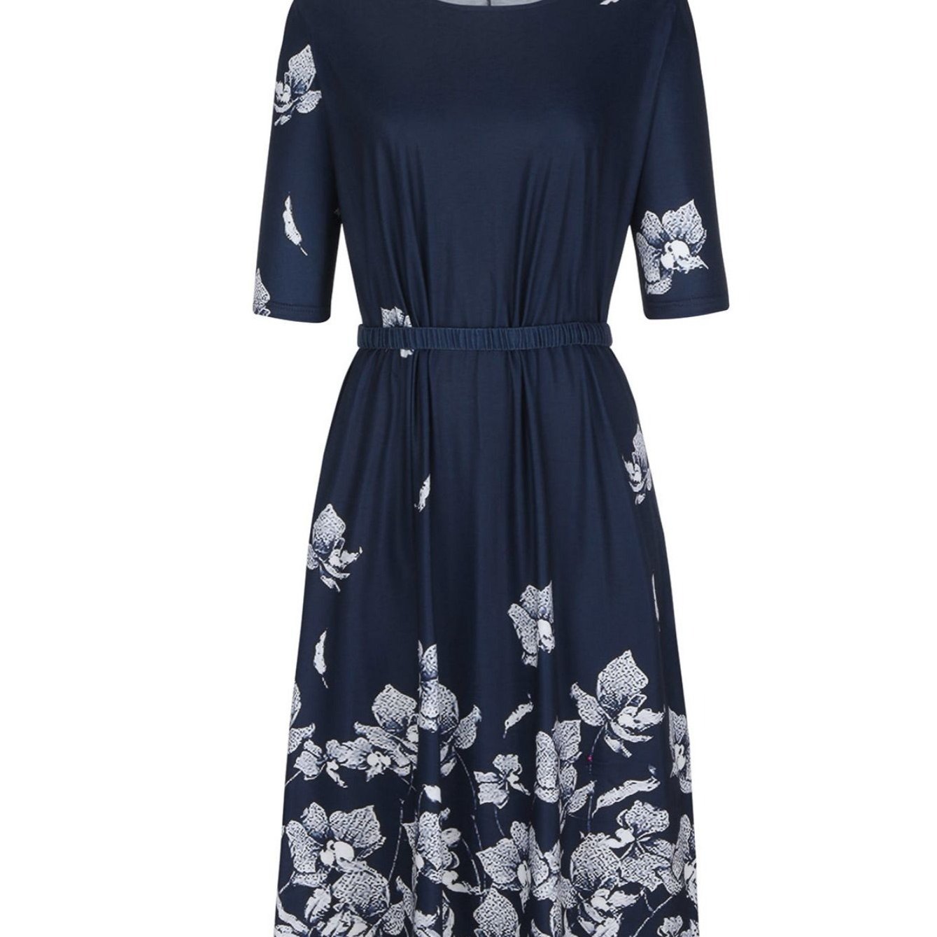Women's Dresses Casual Floral Printed Crewneck Midi Dresses | Shop Now ...