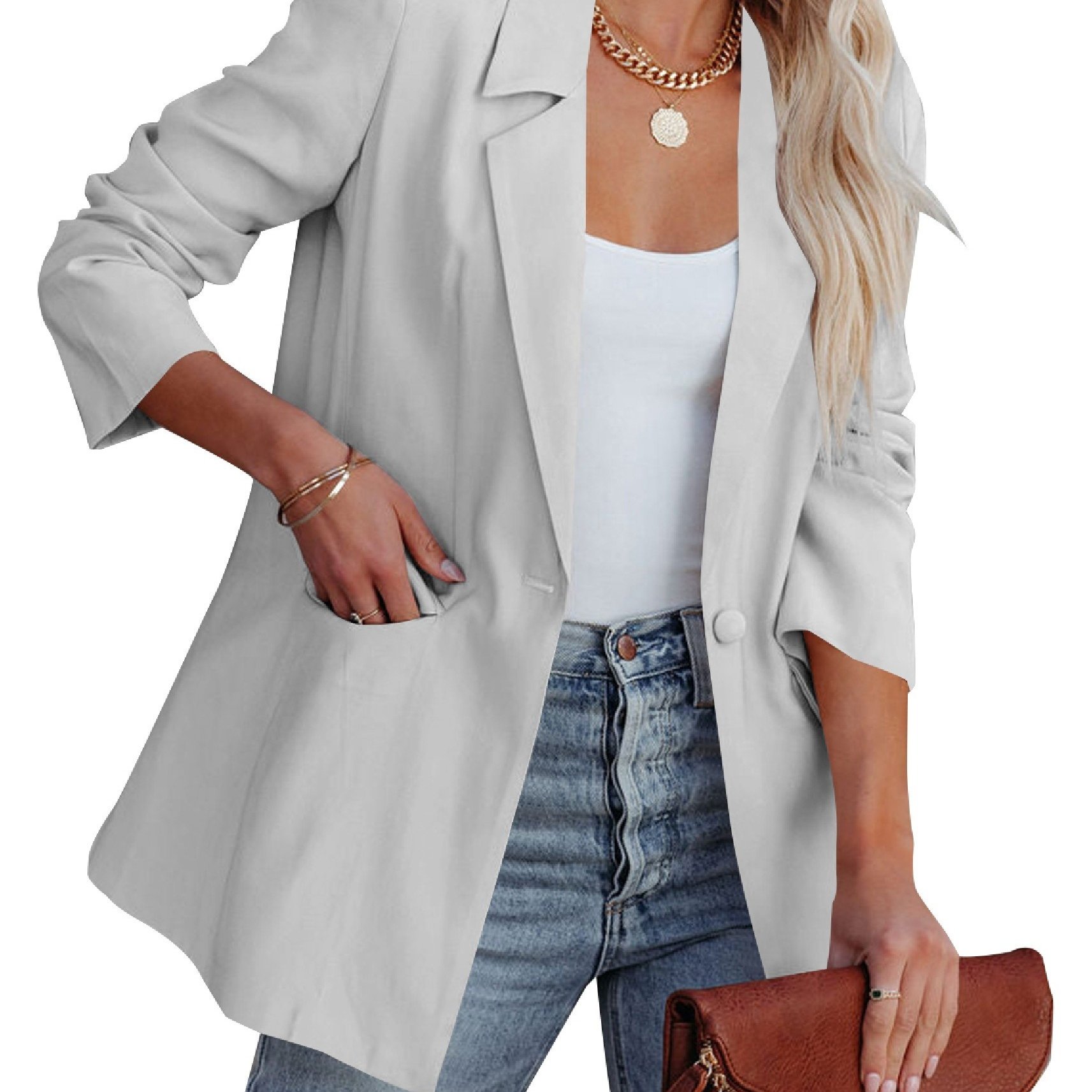 Women's Outerwear Solid V Neck Pocket Casual Slim Fit Coat | Shop Now ...