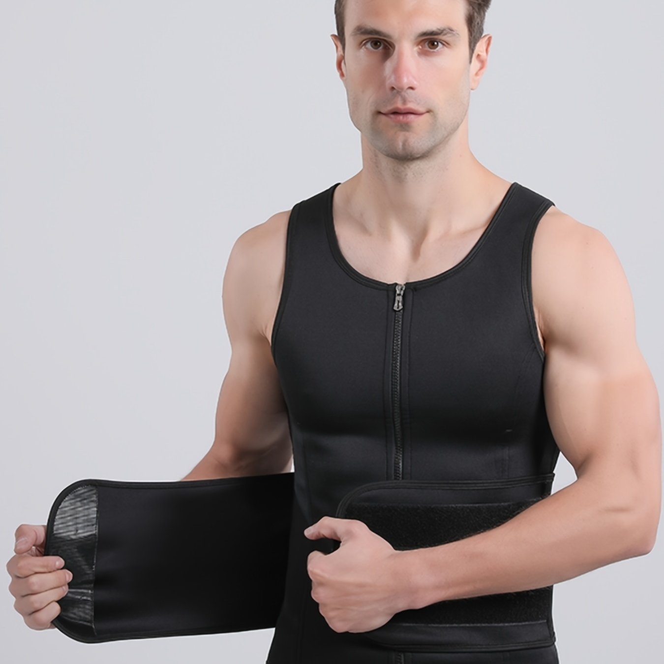 Get Fit Fast: Men's Adjustable Sweat Sauna Zipper Vest Waist - Temu