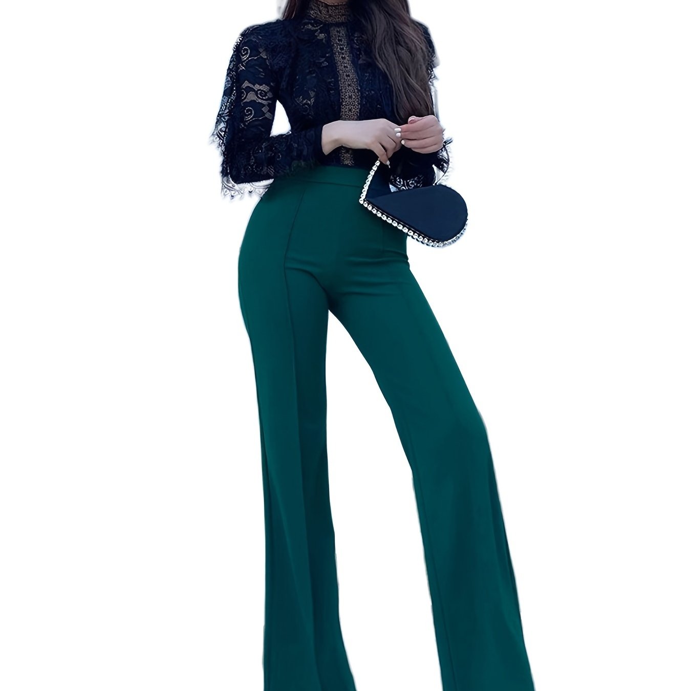 Solid High Waist Elastic Long Length Pants Slim Stylish - Temu