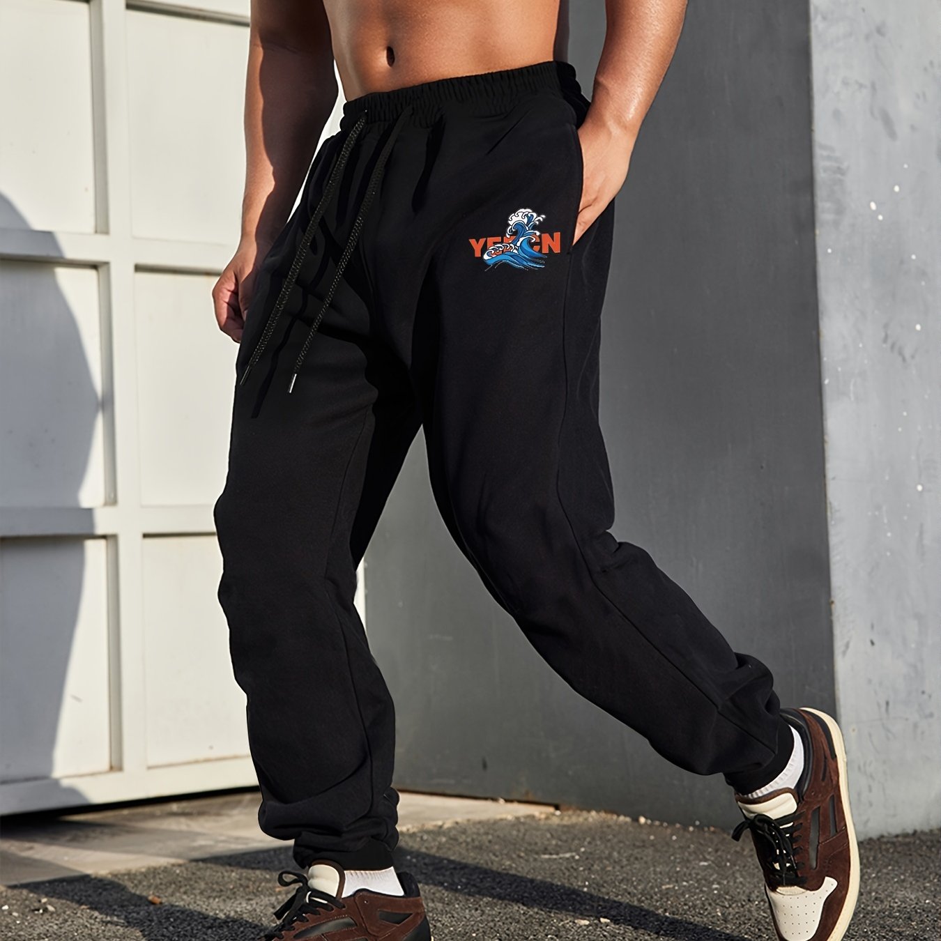 Funny Print Sweatpants Men's Casual New Versatile Drawstring