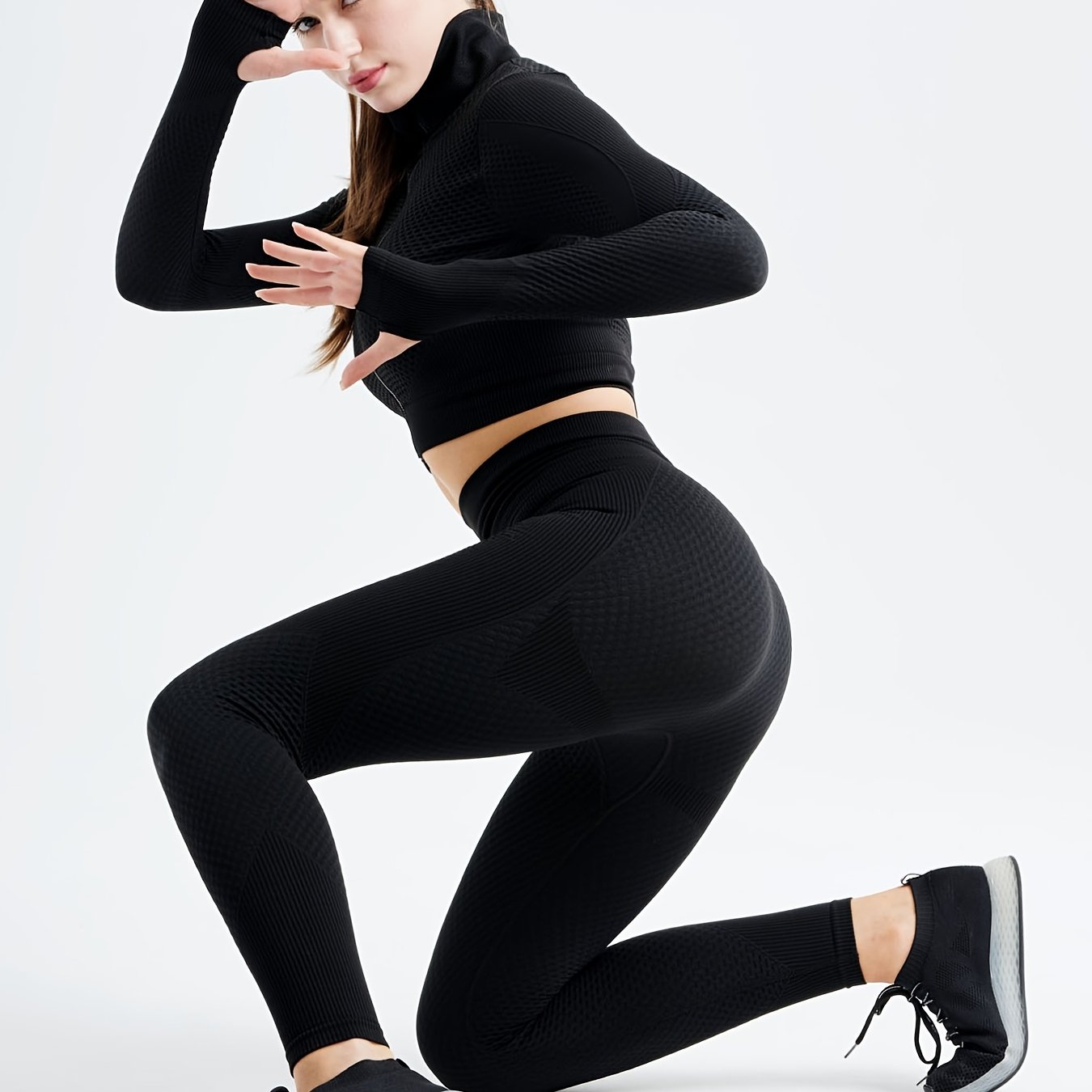 Hole Seamless Long Sleeve Top Leggings Set Available in Sizes S/M-L/XL –  Meika's Boutique N More LLC