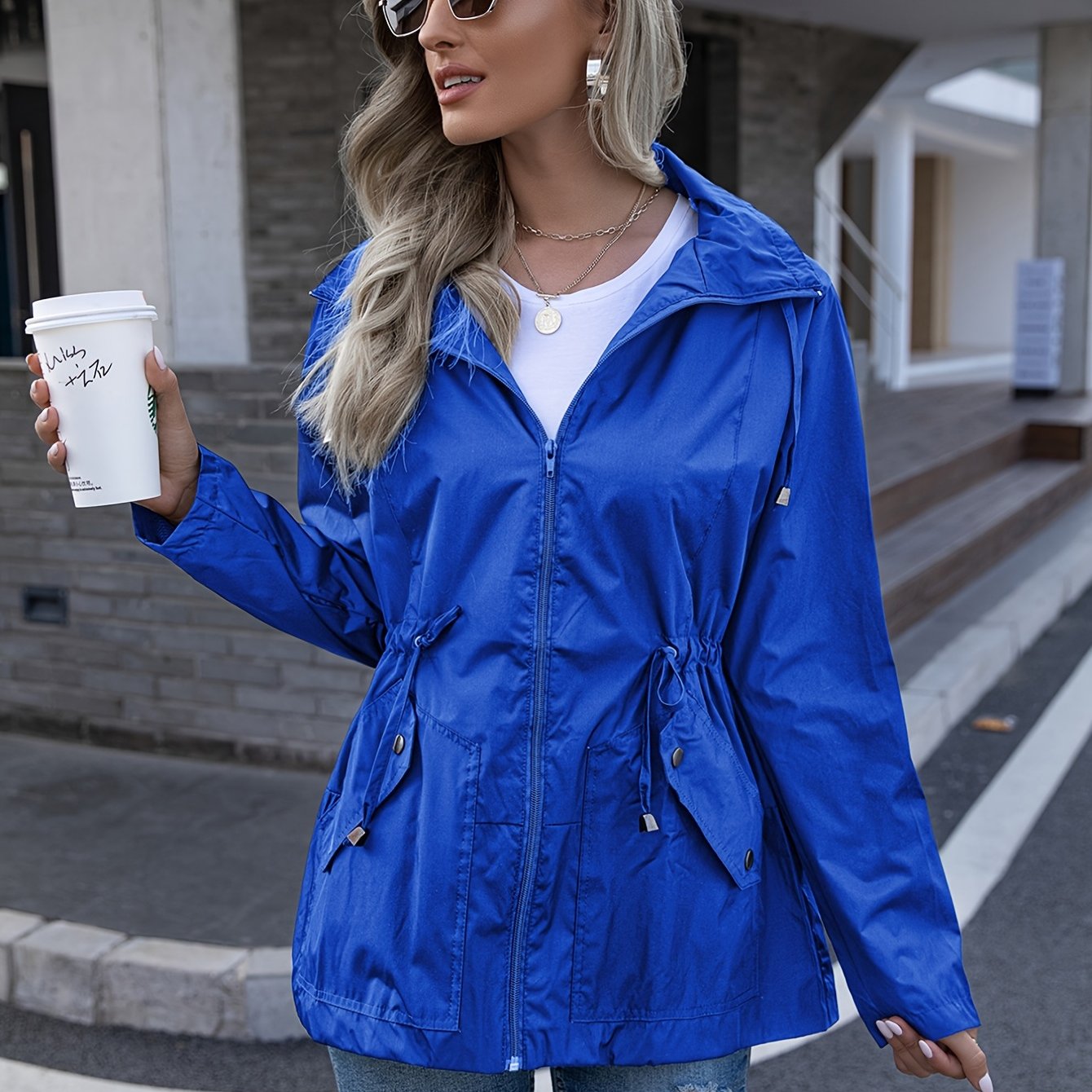 Cyber and Monday Deals Dianli Stylish Deals You Can't Miss Jacket Coats for  Women Rain Jacket Outdoor Fashion Color Block Interchange Jacket Drawstring  Pocket Long Sleeve Hooded Casual Outwear Jackets 