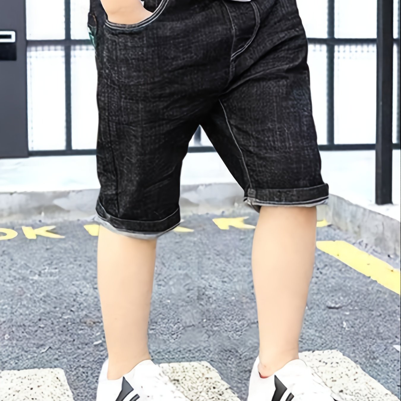 Image of Boys' Lightweight Summer Denim Shorts - Loose Fit Five-pocket Casual Shorts With Embroidered Lettering, Light Washed Denim For Casual Attire, Summer Shorts For Boys, Kids' Fashion