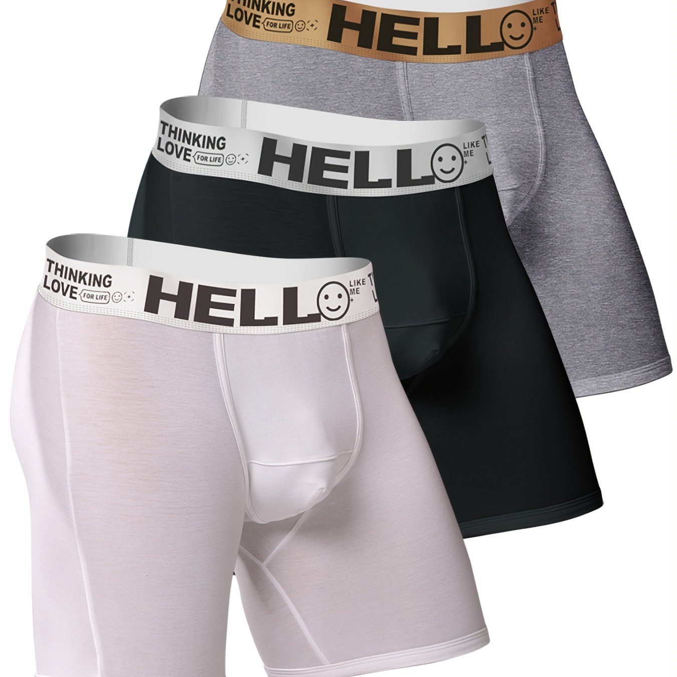 Men's 'hello' Print Casual Low Waist Boxers Briefs Cotton - Temu Canada