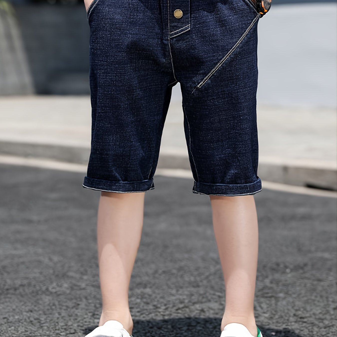 Boys' Shorts Summer Outing 2022 Kids Trendy Mid-length Jeans Bermuda Shorts Lightweight Street Style