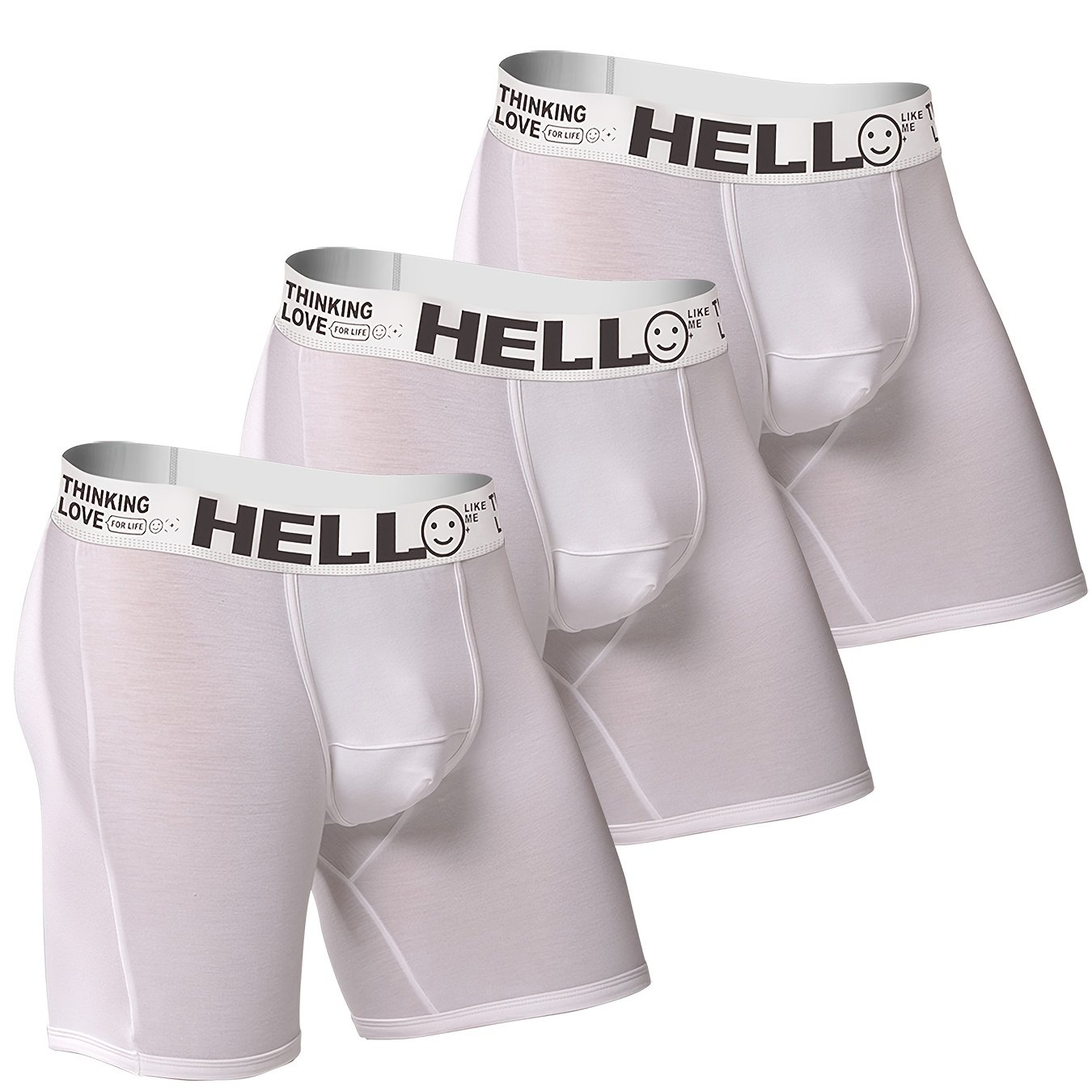 Men's 'hello' Print Casual Low Waist Boxers Briefs Cotton - Temu Canada