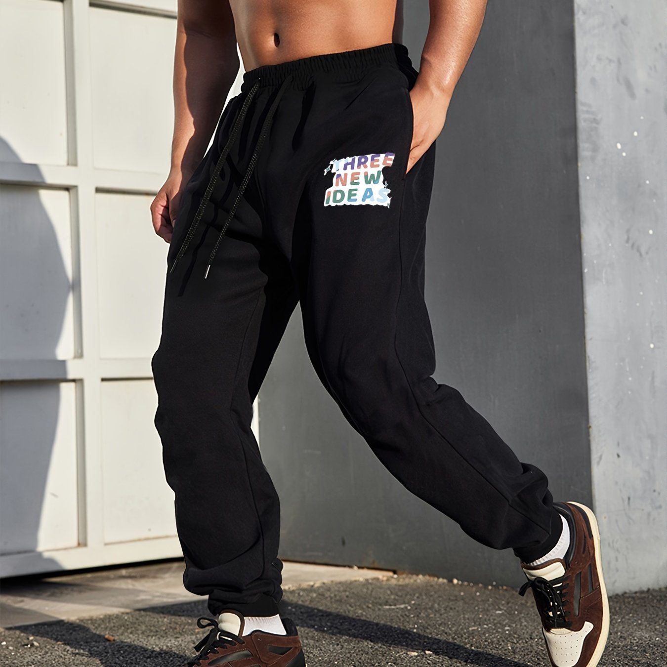 Mens Letter Printed Fashionable Black Long Sweatpants Shop Temu