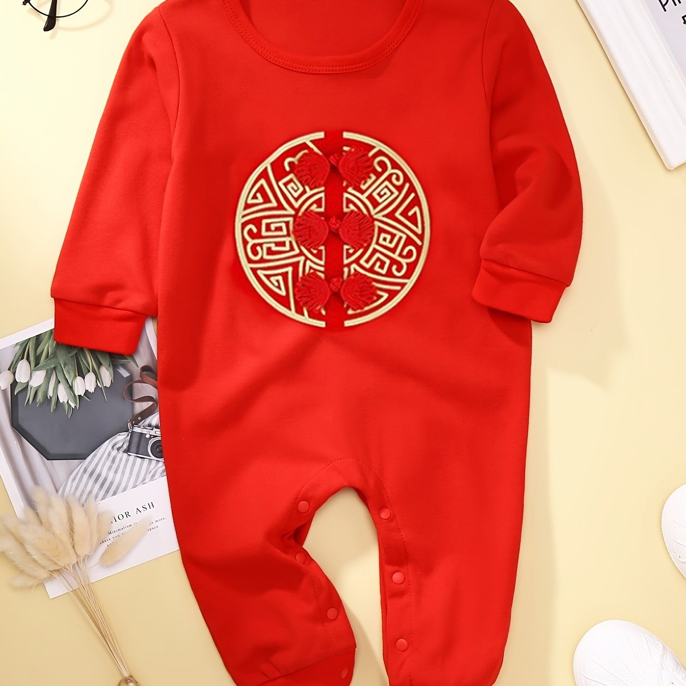 Mameluco de manga larga para bebé niño y niña, 0-2T, enterizo floral de  flores rojas con medias calentadoras de piernas (0-6 meses, rojo), Rojo 