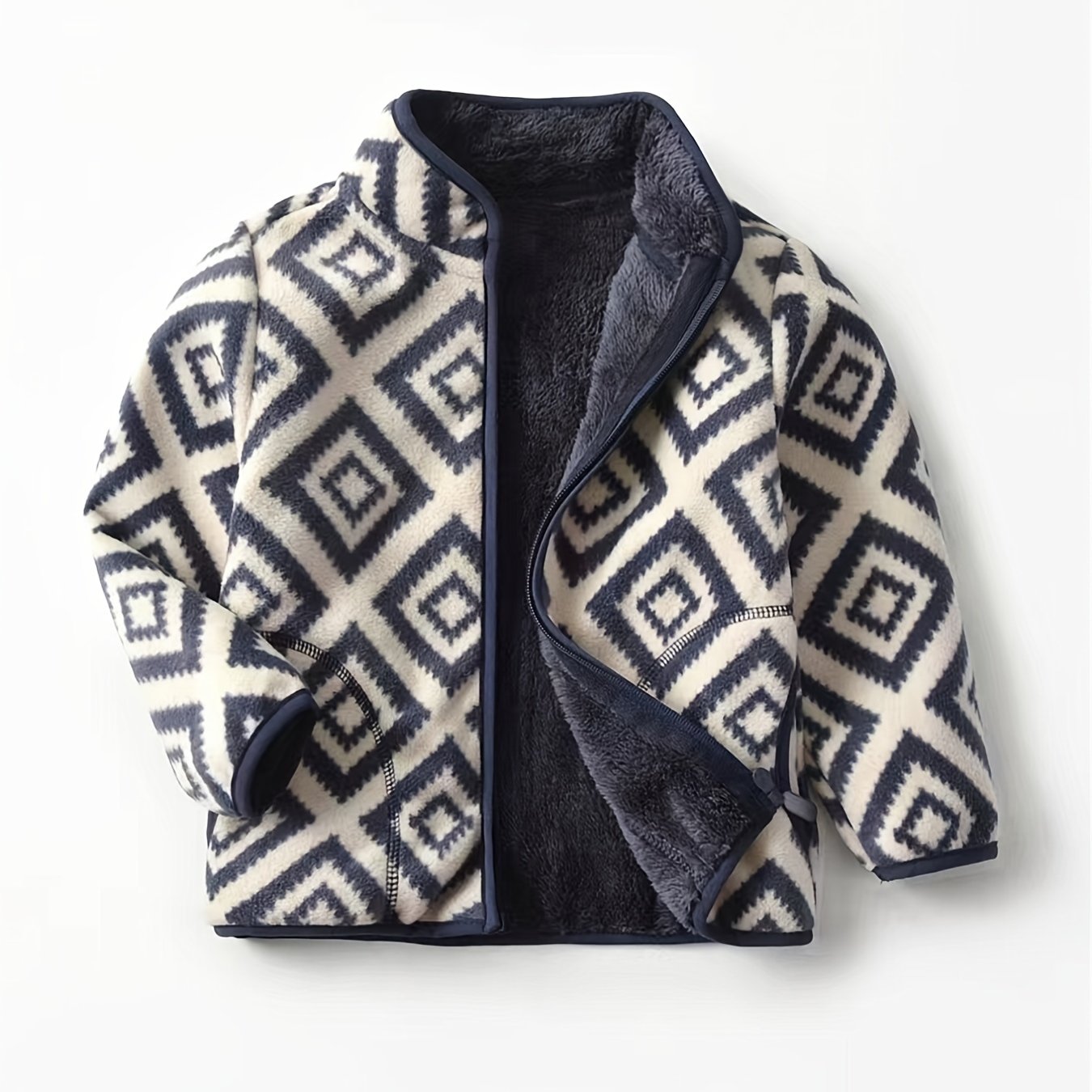 New Boys' Retro Thickened Warm Collar Zipper Jacket