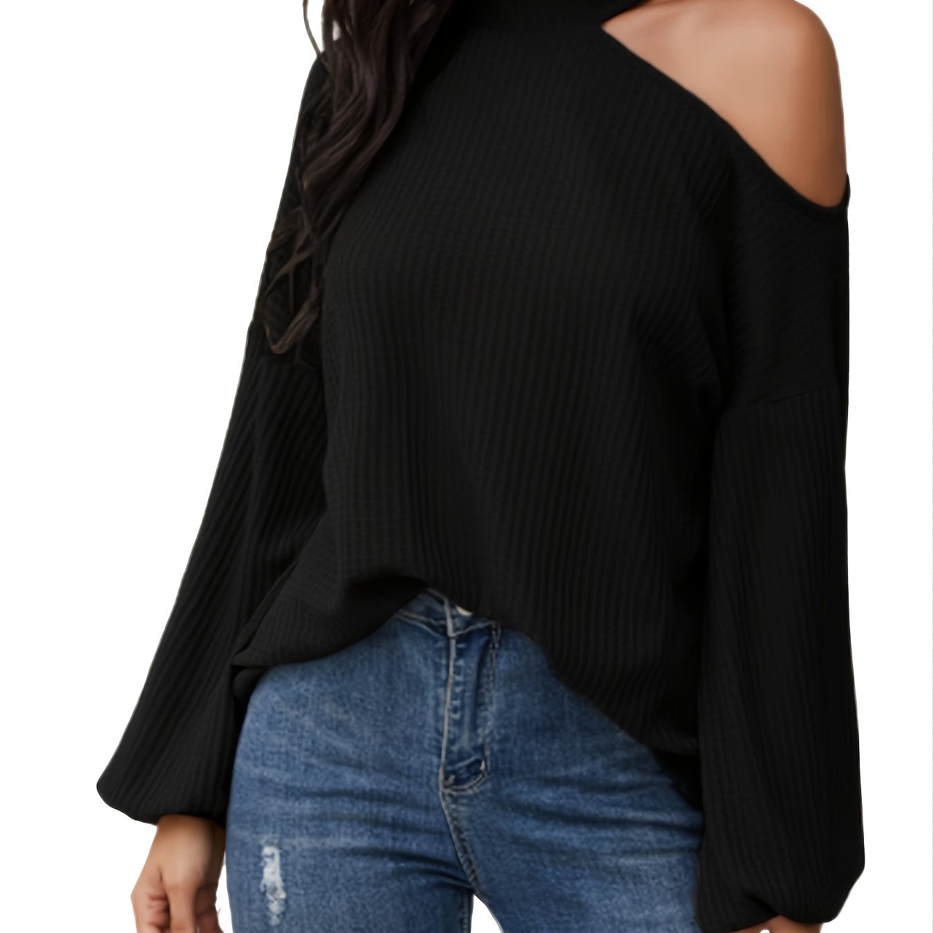 Sexy Twist Shirts Solid Crew Neck Lantern Long Sleeve - Temu