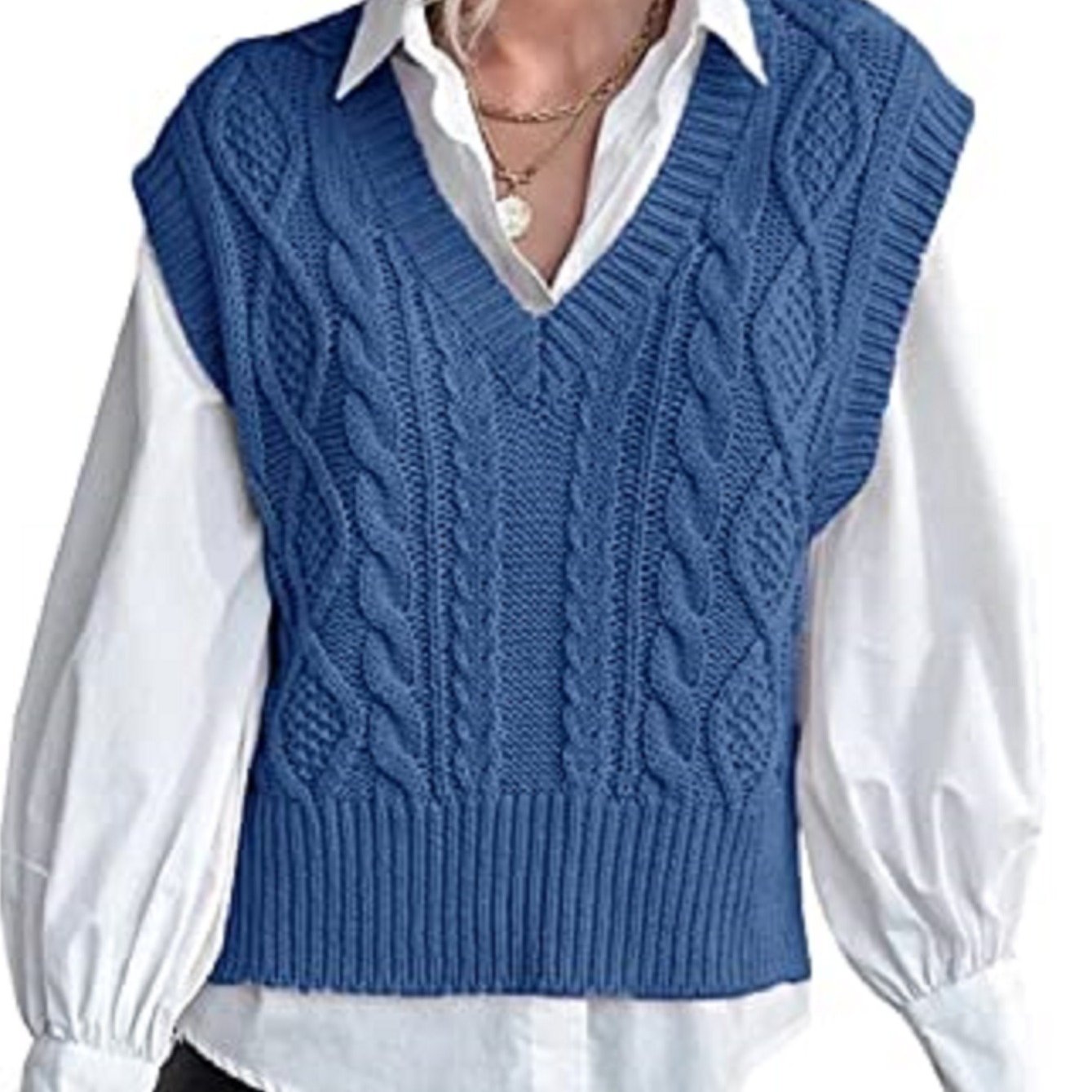 Sweater Vest for Women V Neck Sleeveless Knit Solid Casual Ribbed