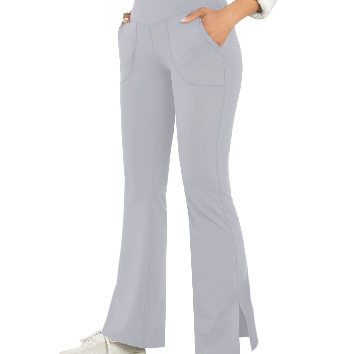 YDKZYMD Womens Cargo Pants with Pockets High Waisted Wide Legs Crossover  Yoga Palazzo Trousers Flowy Workout Casual Relaxed Flowy Pants with Pockets