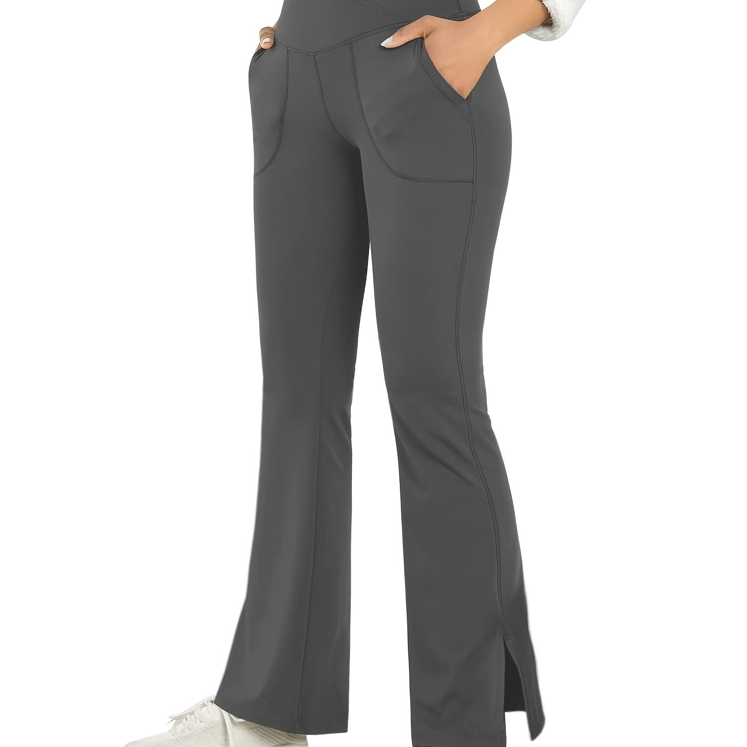 YDKZYMD Womens Cargo Pants with Pockets High Waisted Wide Legs Crossover  Yoga Palazzo Trousers Flowy Workout Casual Relaxed Flowy Pants with Pockets