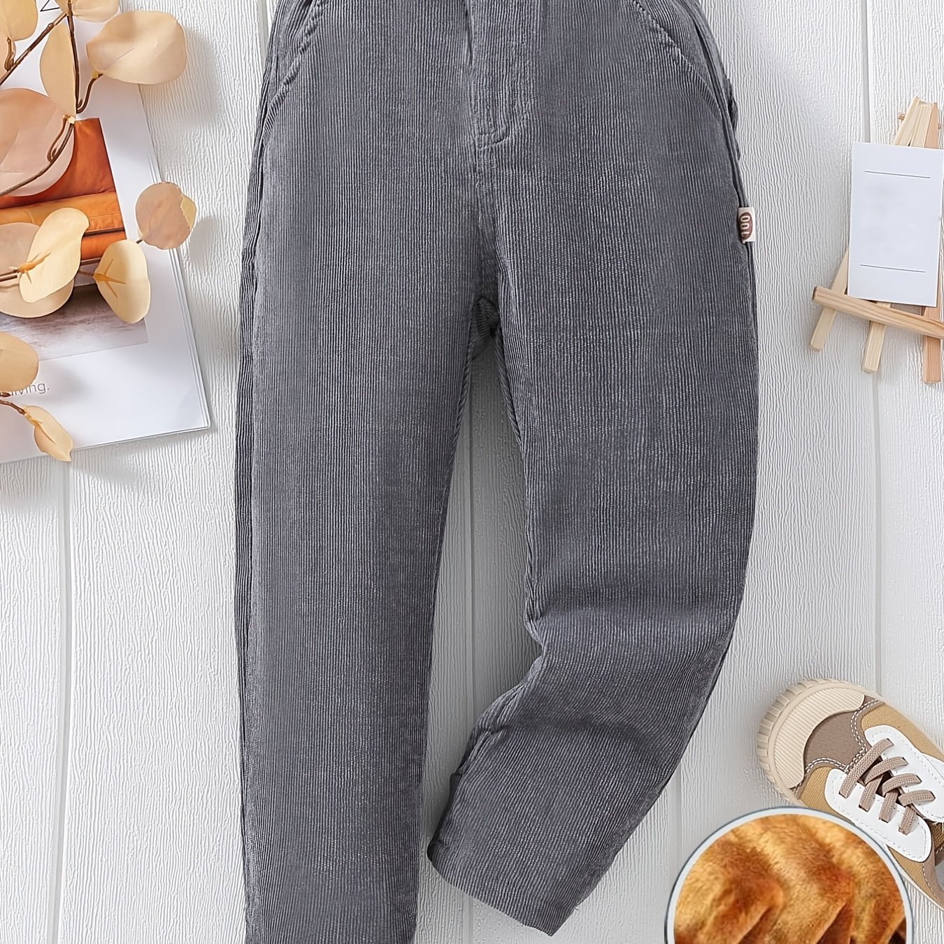 Pantalones Invierno Cálidos Lana Niños Pantalones Cintura - Temu