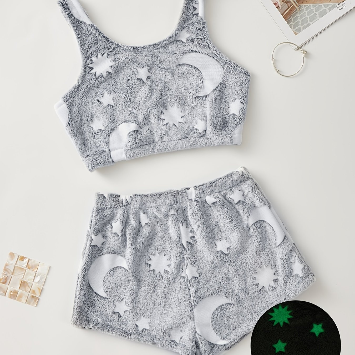 SUN AND MOON FUZZY PAJAMAS SET, JUST4UNIQUE