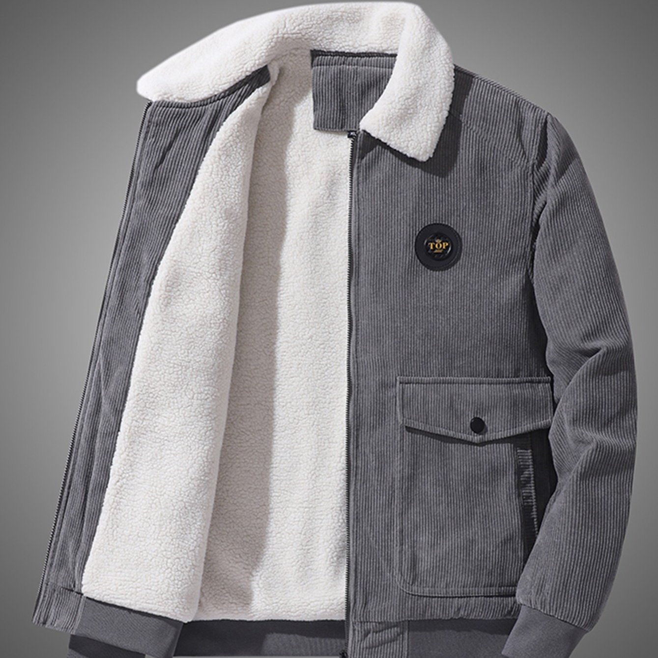 Grey corduroy clearance jacket mens