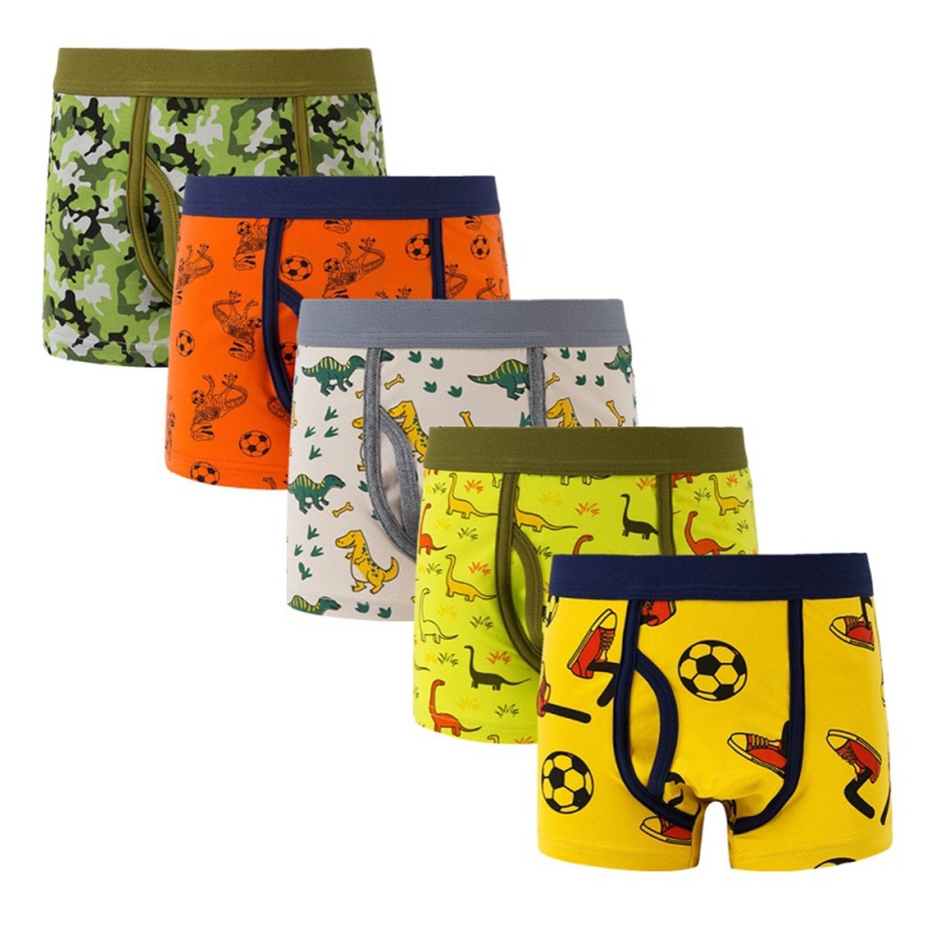 CM-Kid Toddler Boys Dinosaur Boxer Briefs 6-Pack Underwear 4T Cotton  Cartoon Soft Comfort Waist