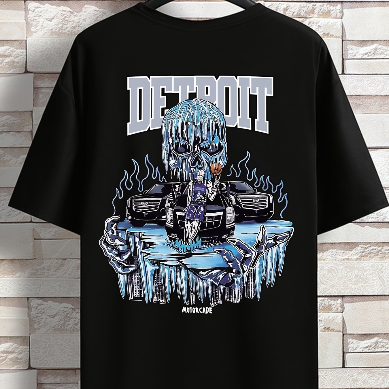 TEMU 2023 Spring Summer Short Sleeved T-shirt Fashion Logo Printed Male Youth Spring Summer Round Neck Enlarged Casual Versatile Top, Plus Size